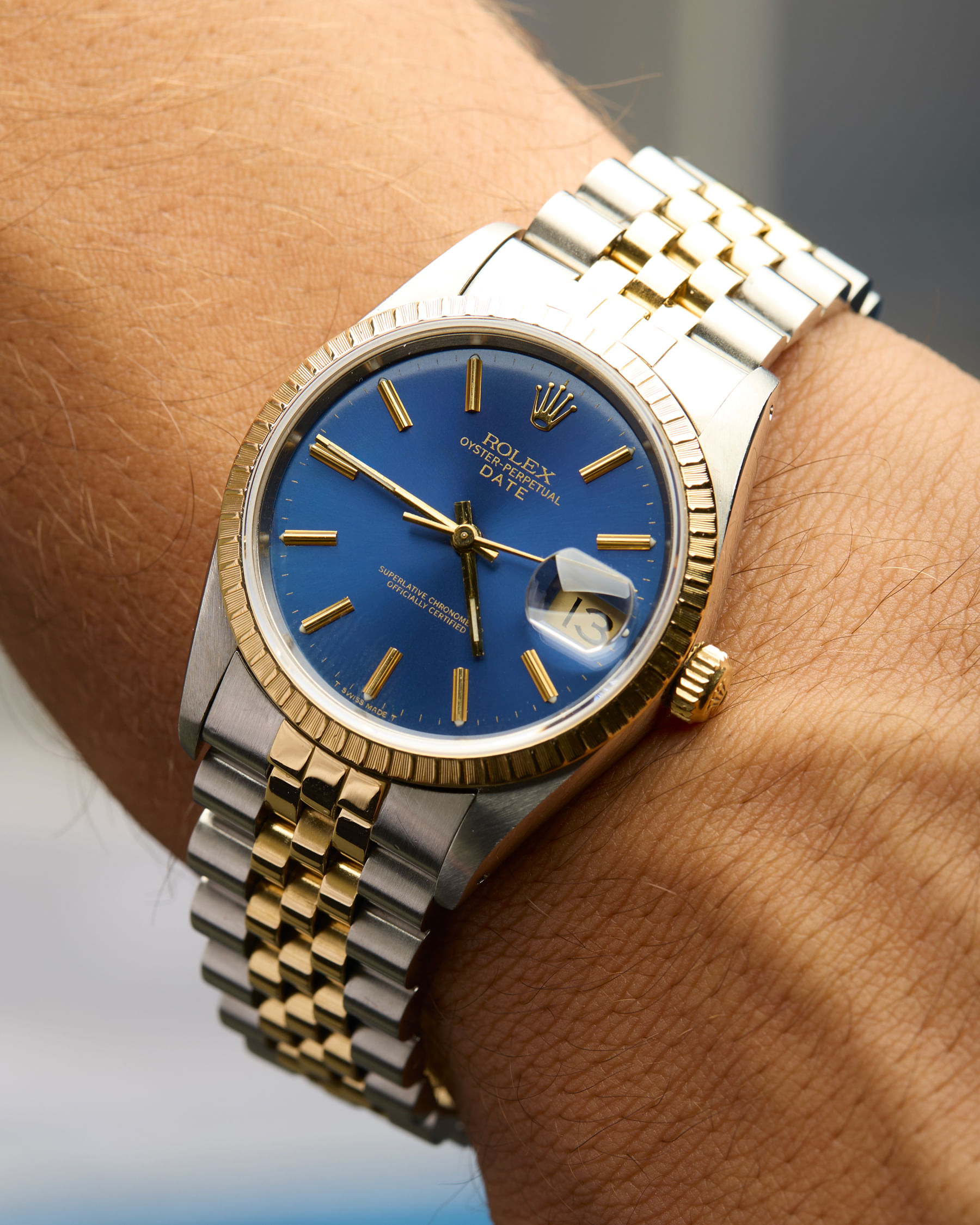 Rolex oyster perpetual date automatic steel gold 34mm ref 15223-9