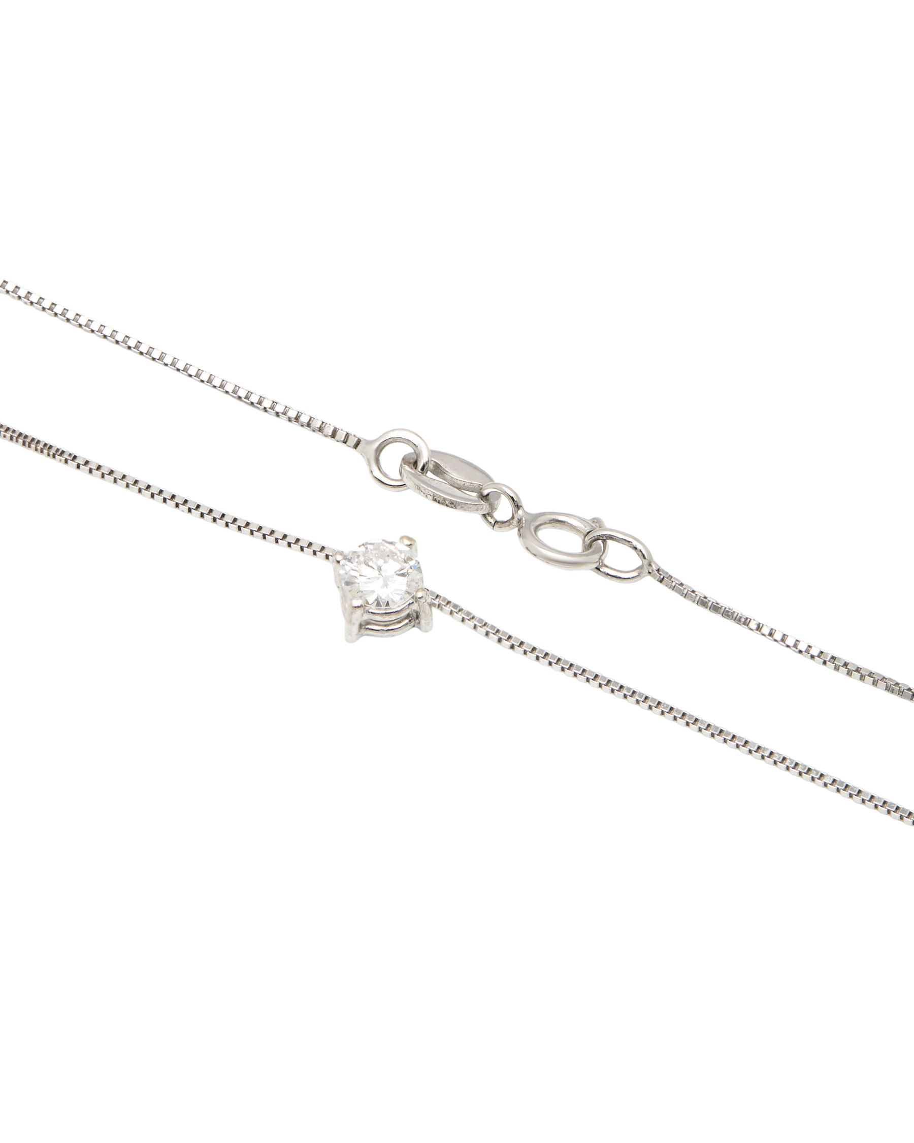 Collana punto luce a filo in oro bianco con diamante 0,18 ct-2