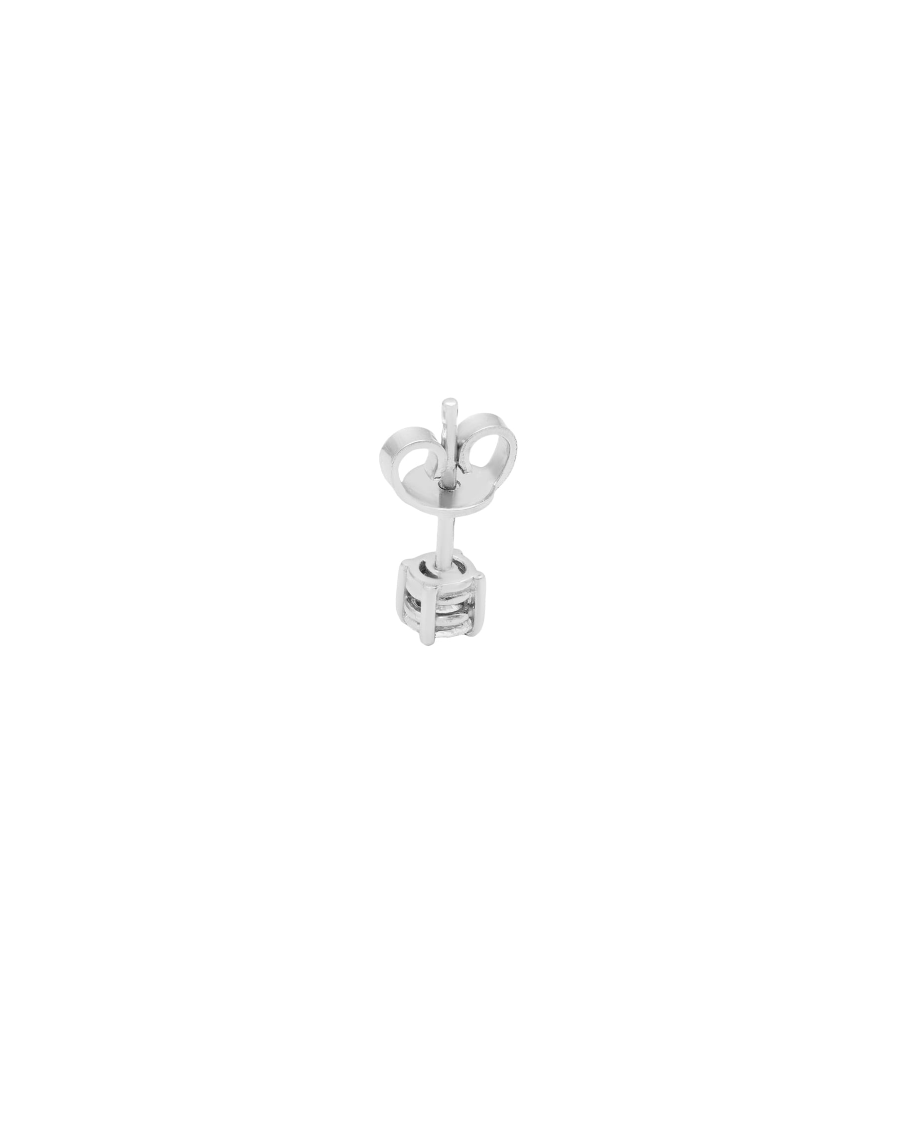 Orecchino singolo punto luce a filo in oro bianco con diamante 0,17 ct-2