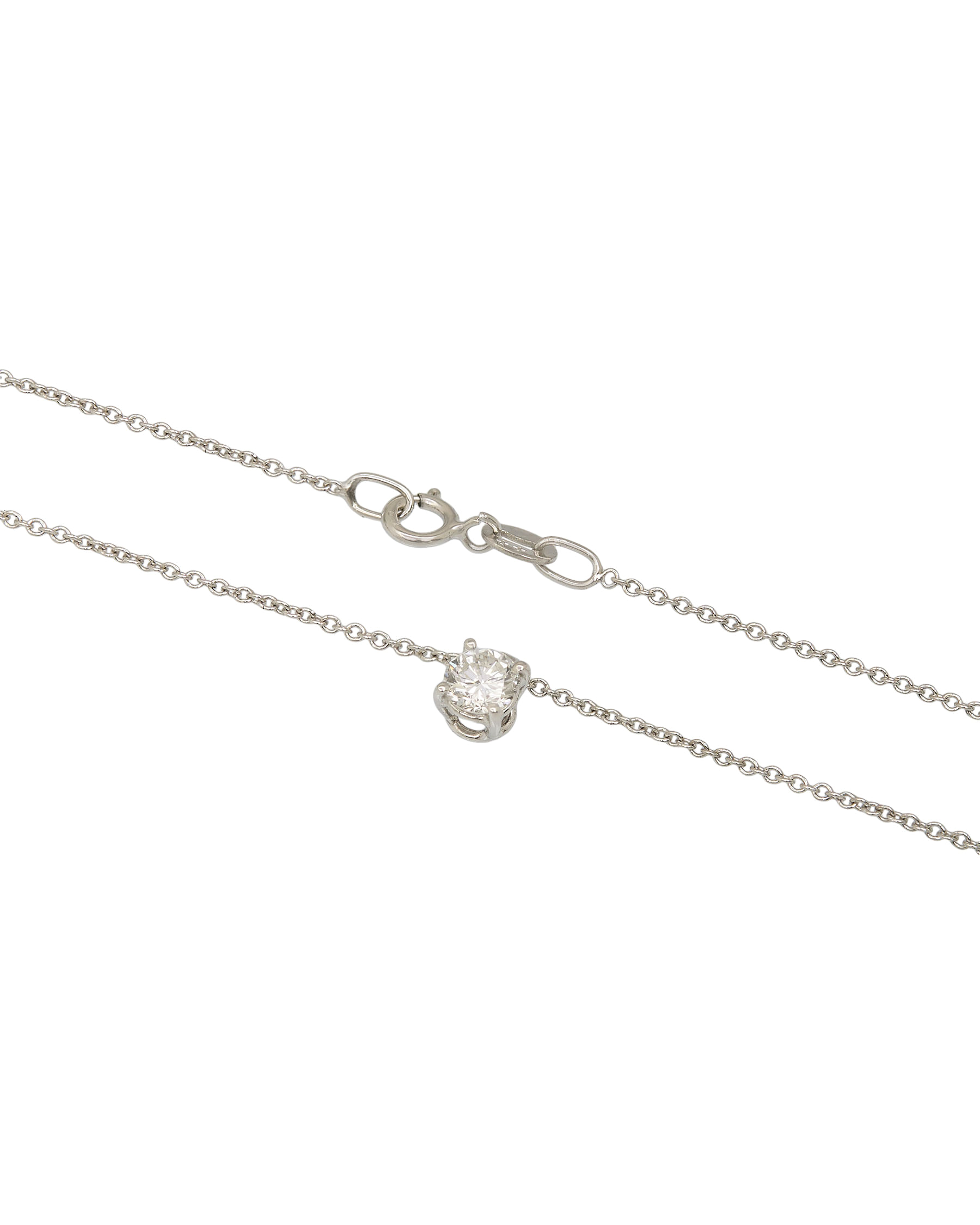 Catenina punto luce a griffe in oro bianco con diamante 0,28 ct-2