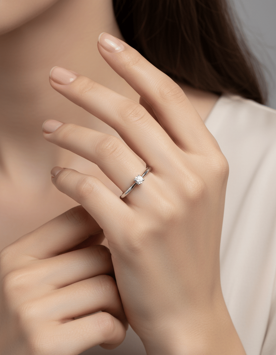 Anello solitario in oro bianco con diamante 0,10 ct-4