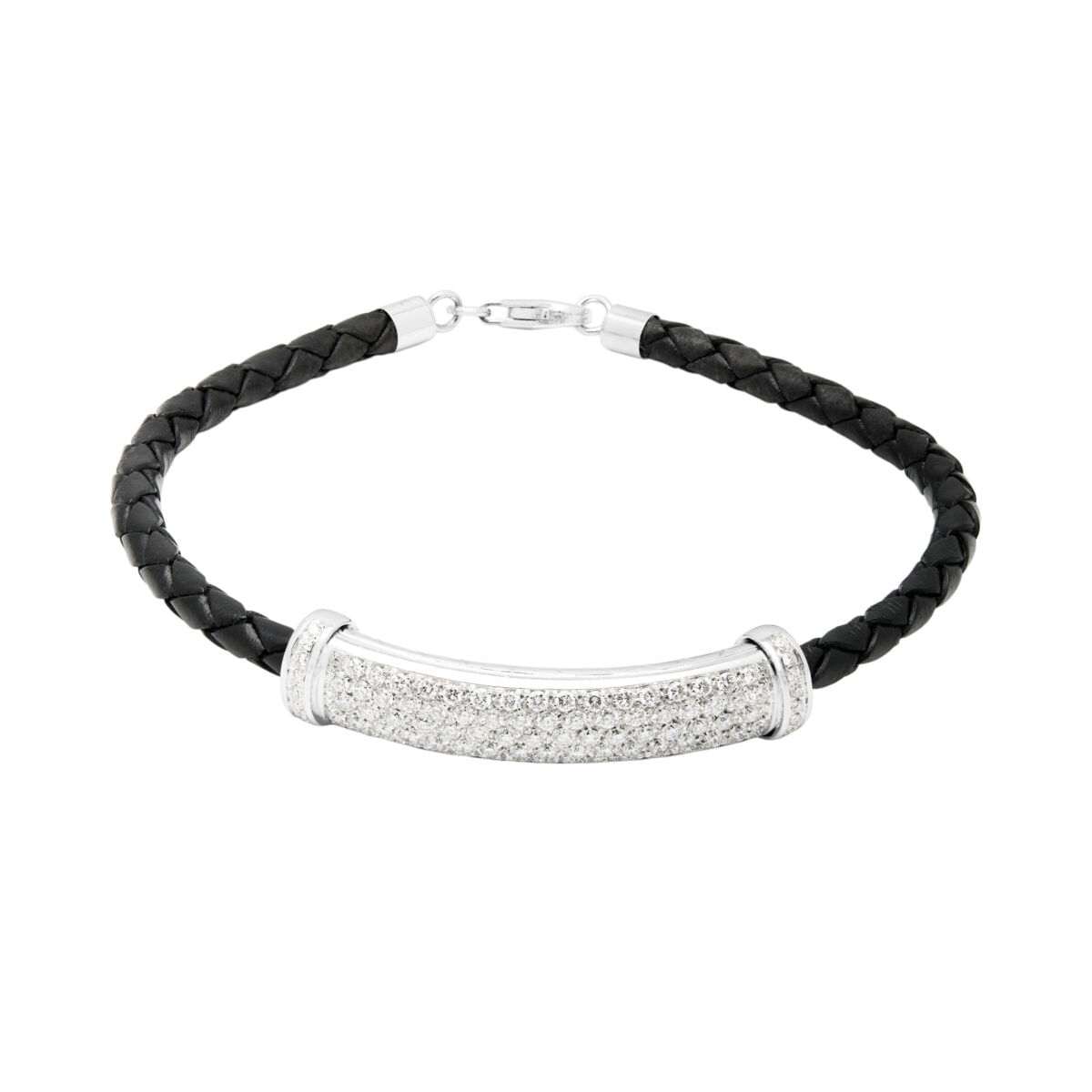 Bracciale con fascia di diamanti in oro bianco e caucciù-1