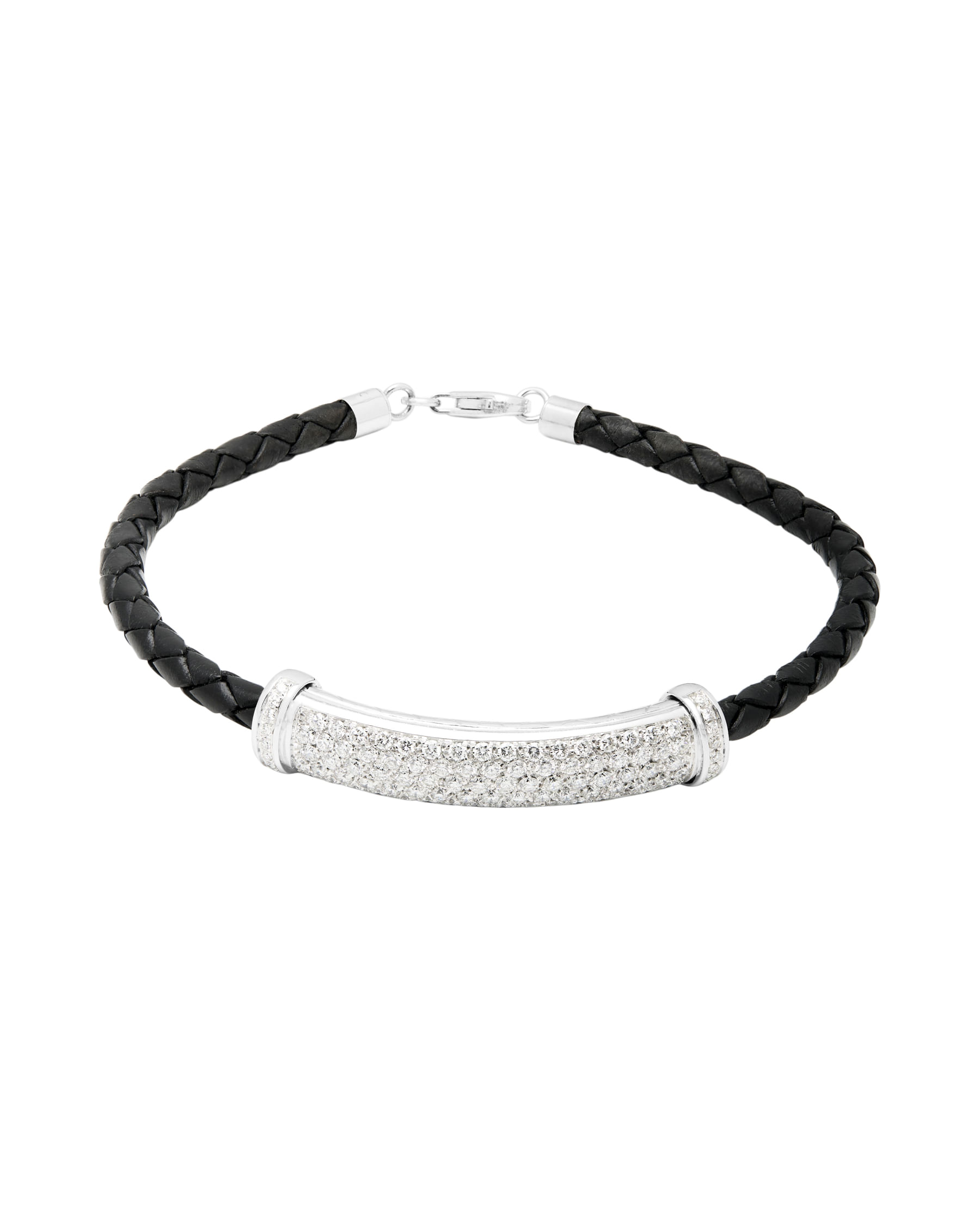 Bracciale con fascia di diamanti in oro bianco e caucciù-1