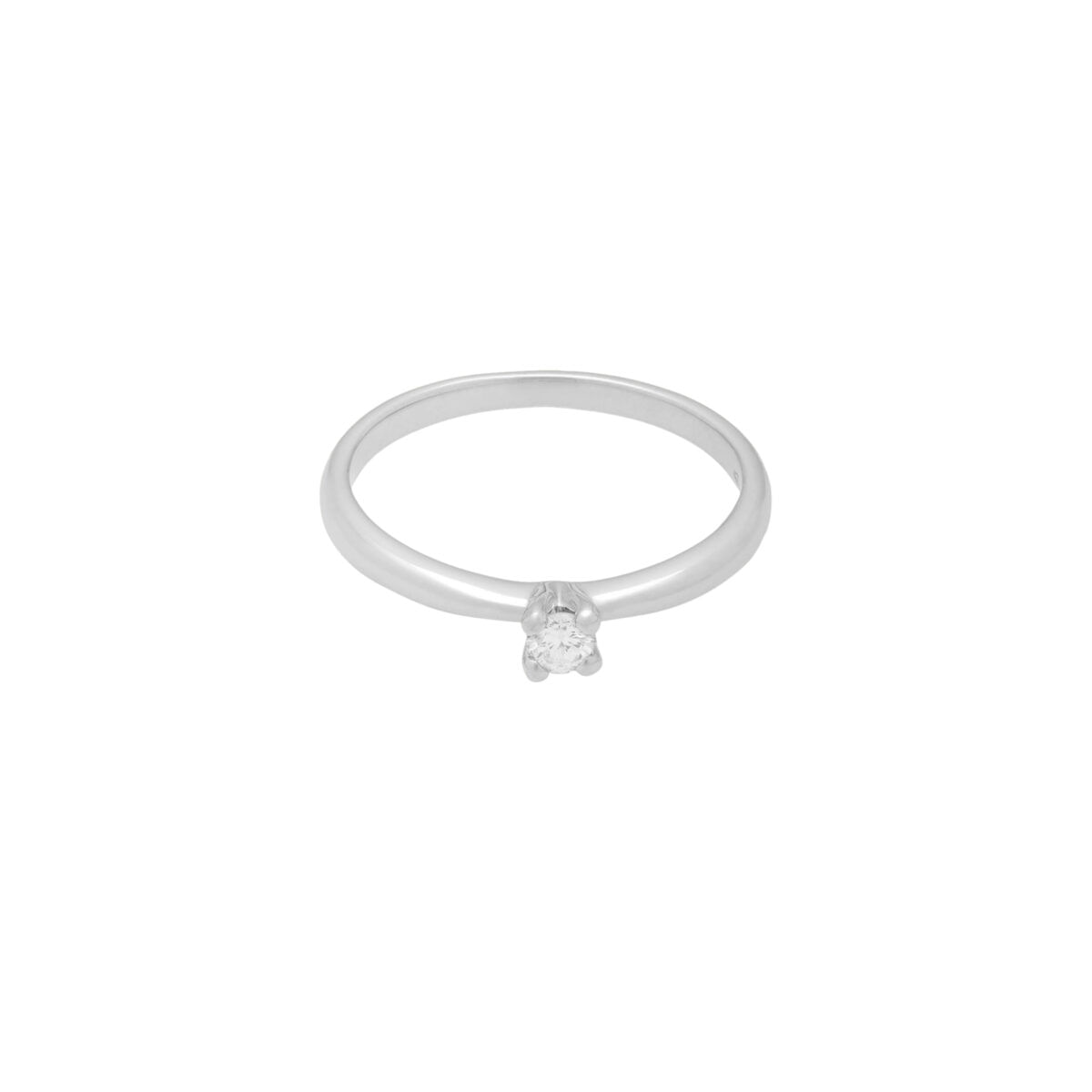Anello solitario in oro bianco con diamante 0,10 ct-1