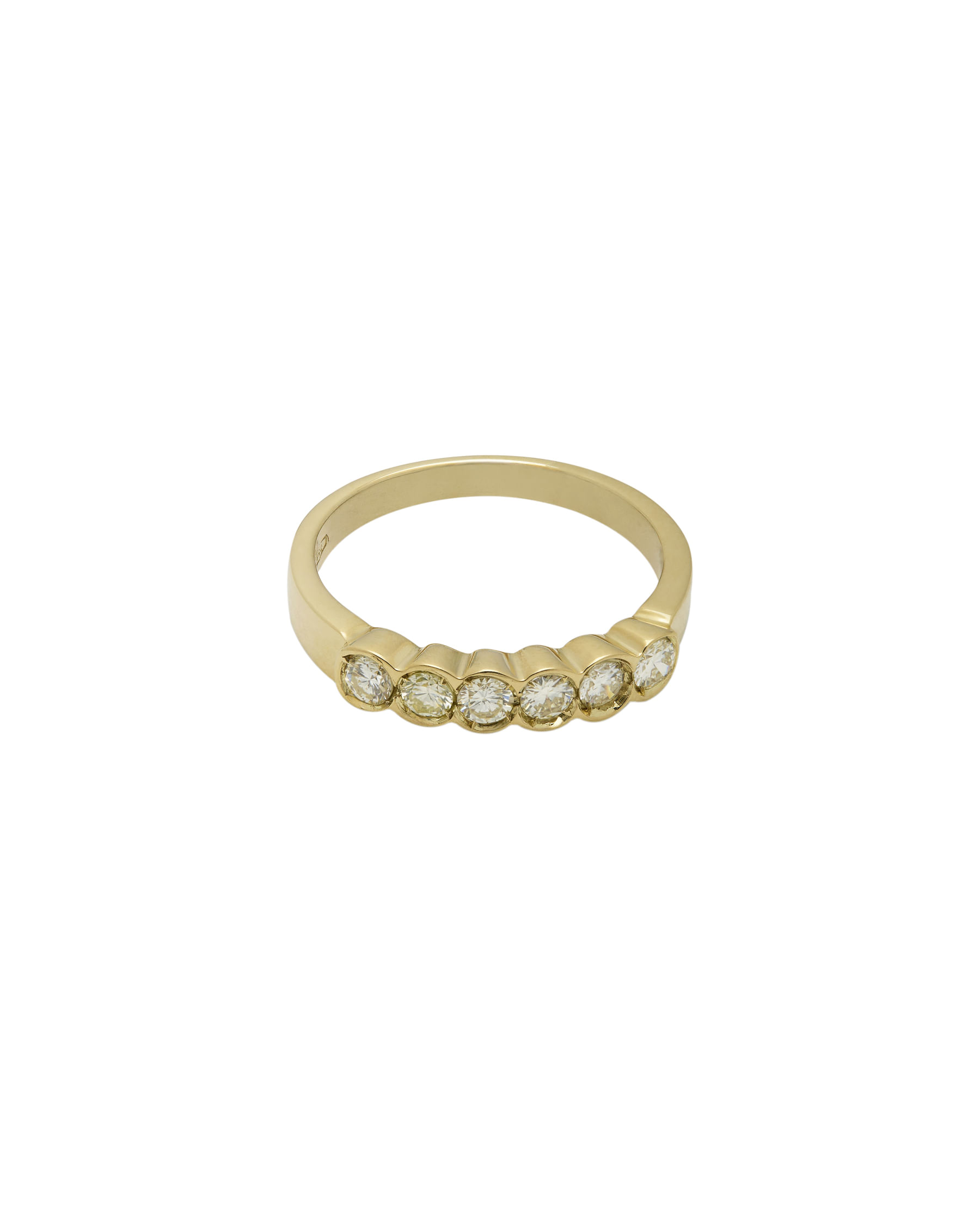 Anello veretta in oro giallo con 6 diamanti 0,50 ct-1