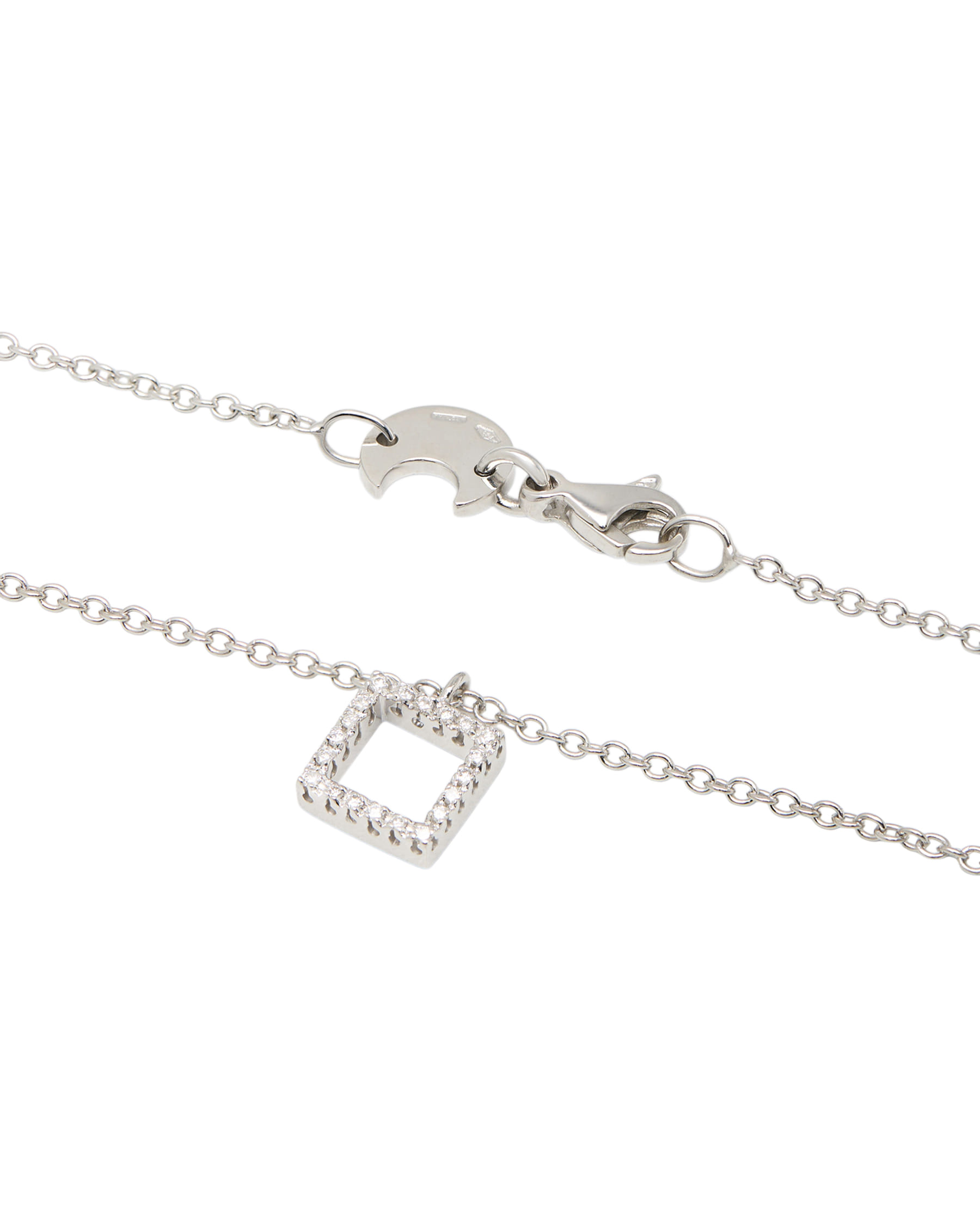 Collana rolò diadema in oro bianco con ciondolo quadrato e diamanti-2