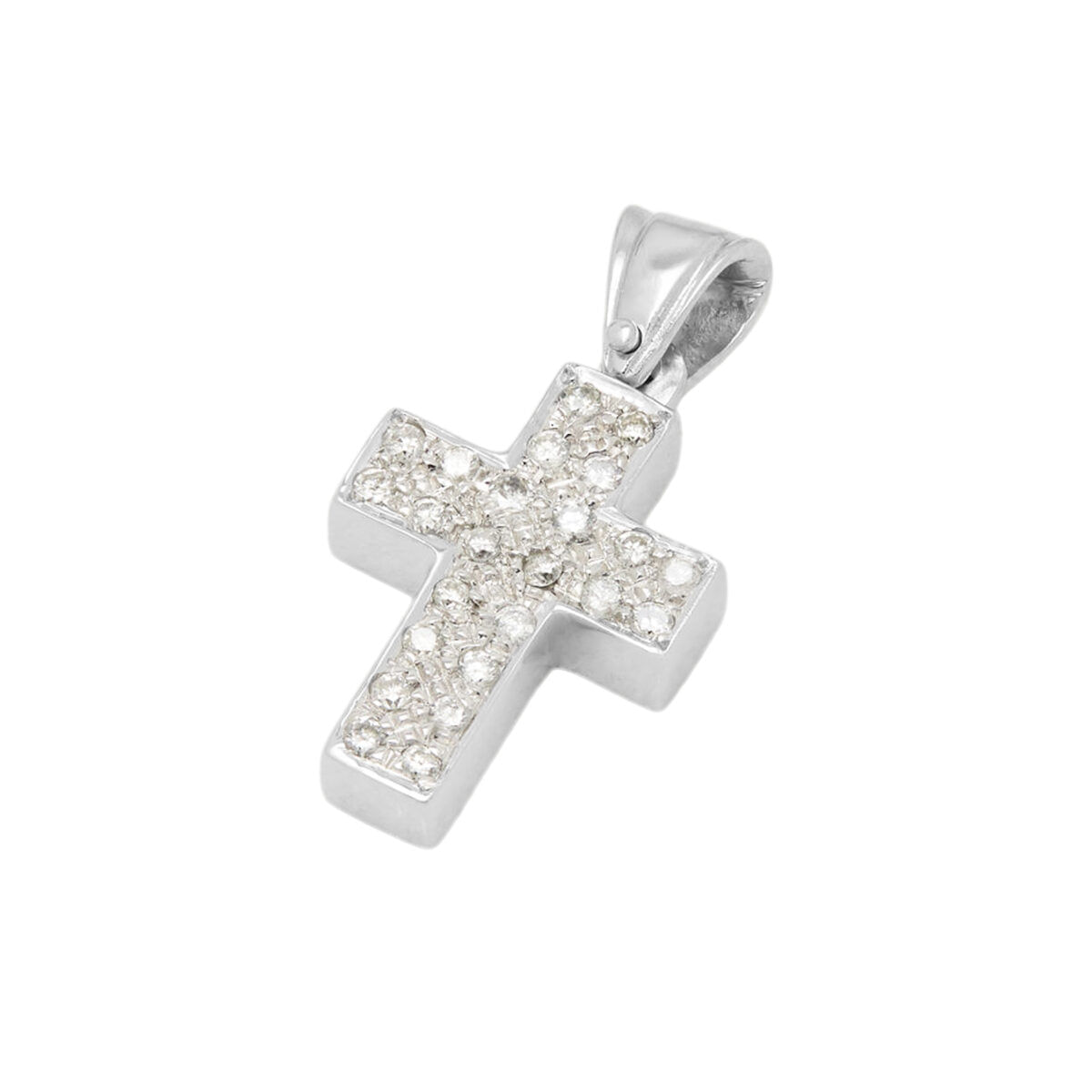 Ciondolo croce oro bianco con diamanti-1