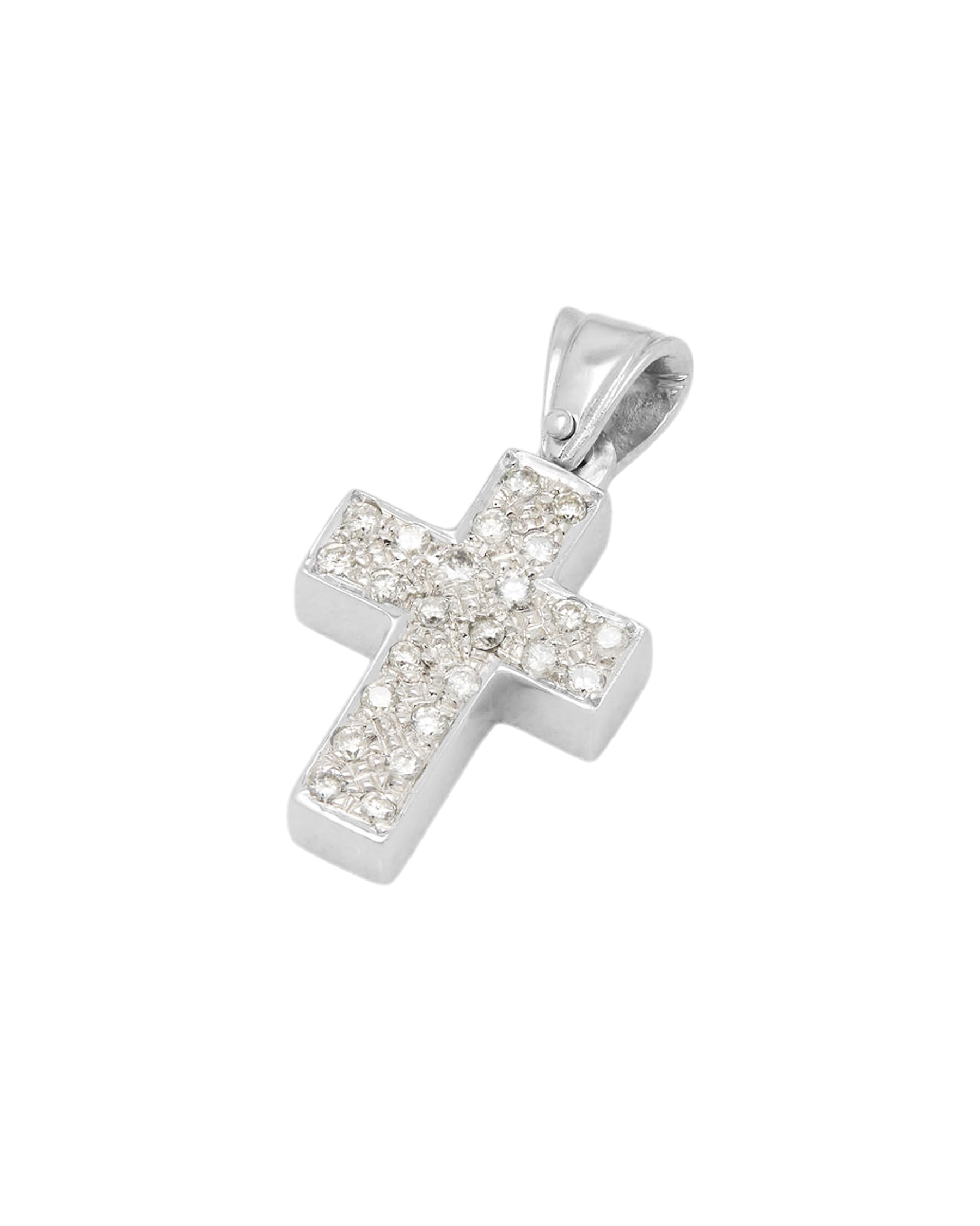 Ciondolo croce oro bianco con diamanti-1