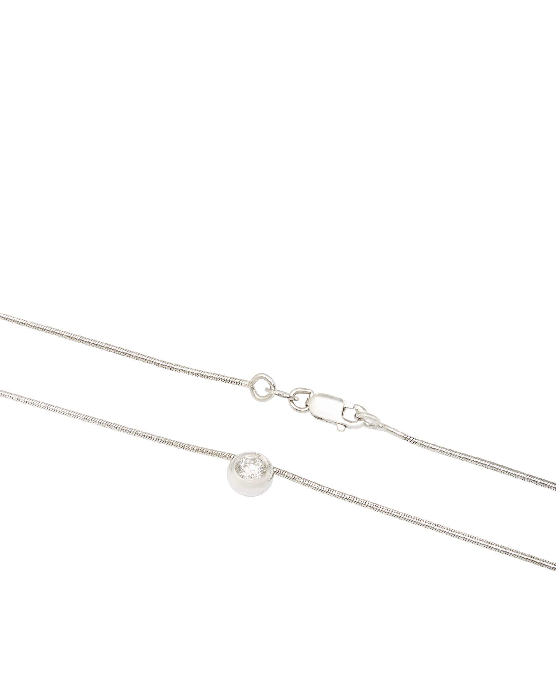 Collana coda di topo con punto luce a cipollina oro bianco con diamante 0,20 ct-2