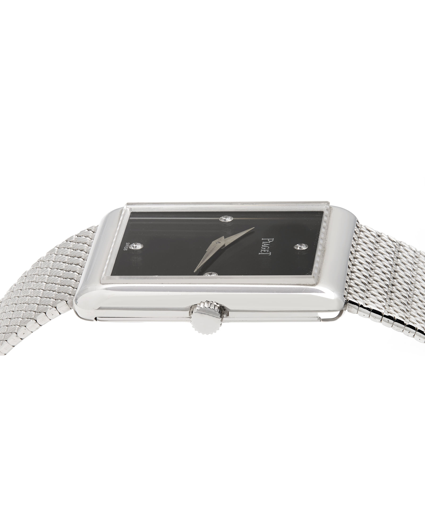 Piaget tank ultra-thin white gold 18 kt onyx and diamond dial ref 9150-7