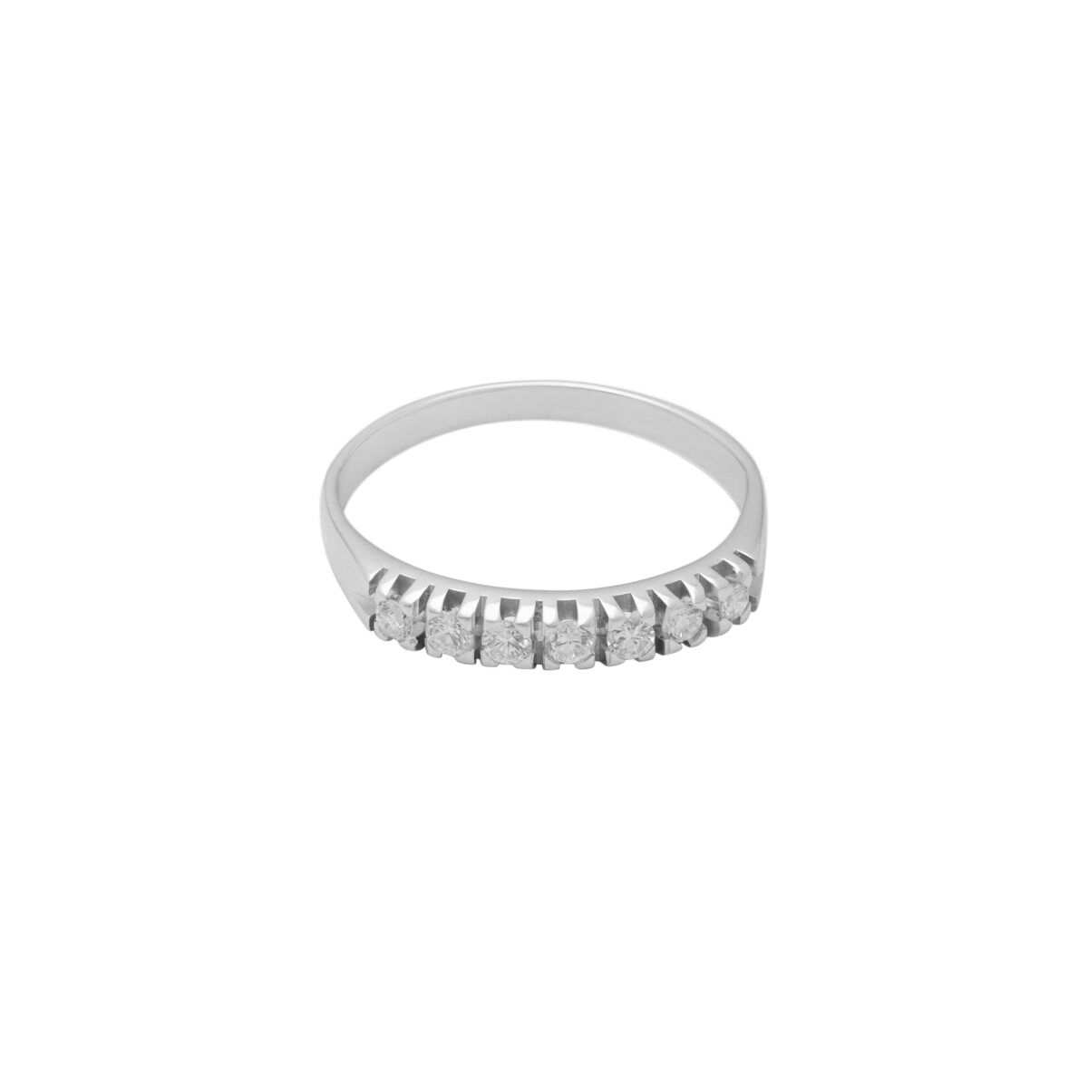 Anello veretta in oro bianco con 7 diamanti 0,20 ct-1