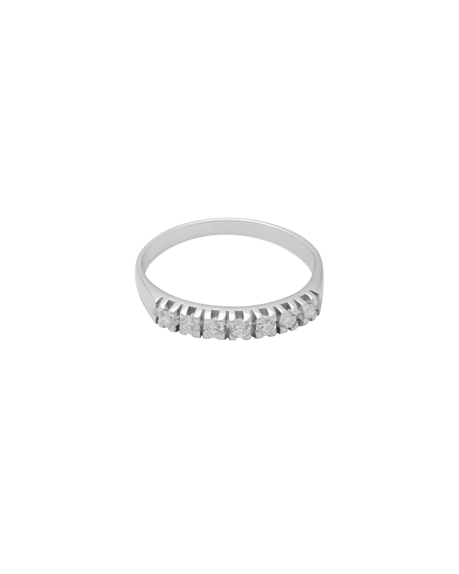 Anello veretta in oro bianco con 7 diamanti 0,20 ct-1