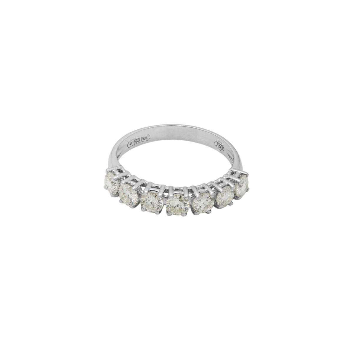 Anello veretta in oro bianco con 7 diamanti 1,05 ct-1