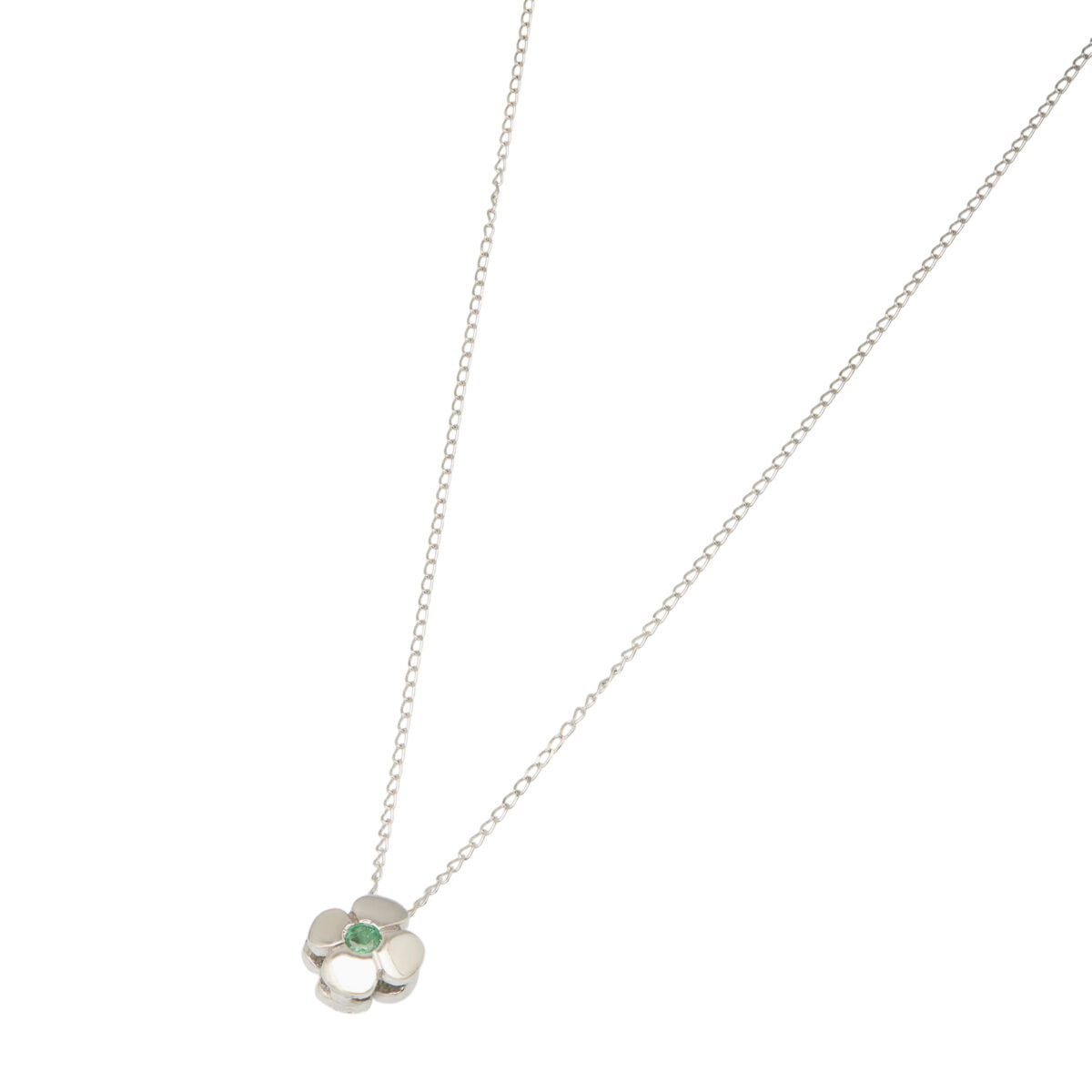Catenina con ciondolo fiore double face con diamante e smeraldo-1