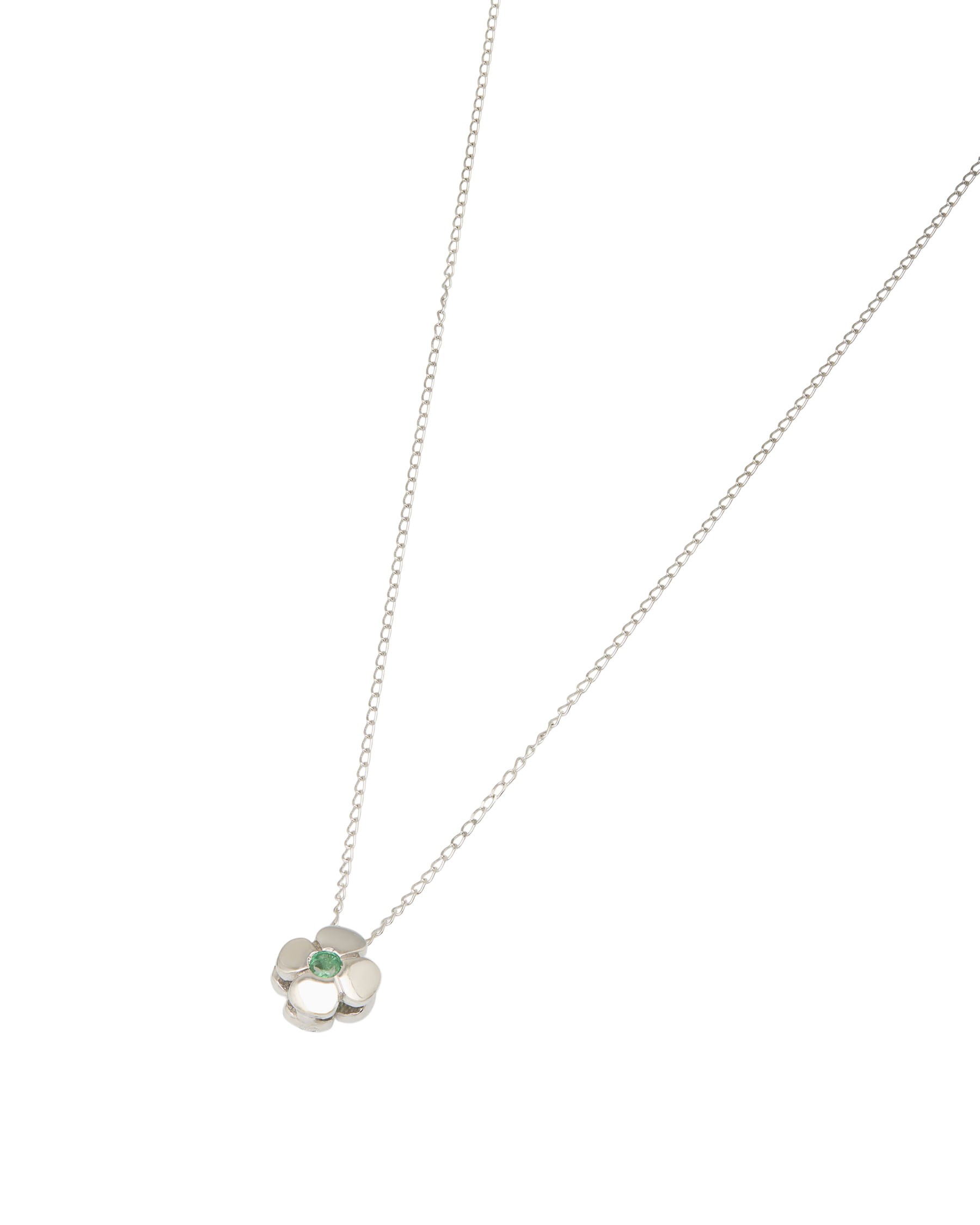 Catenina con ciondolo fiore double face con diamante e smeraldo-1