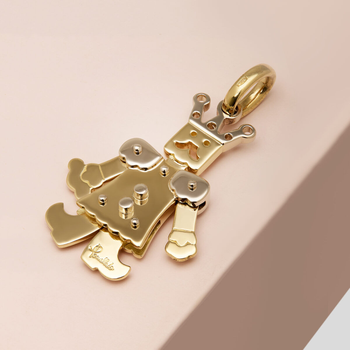 Ciondolo pomellato re grande in oro giallo e bianco-1