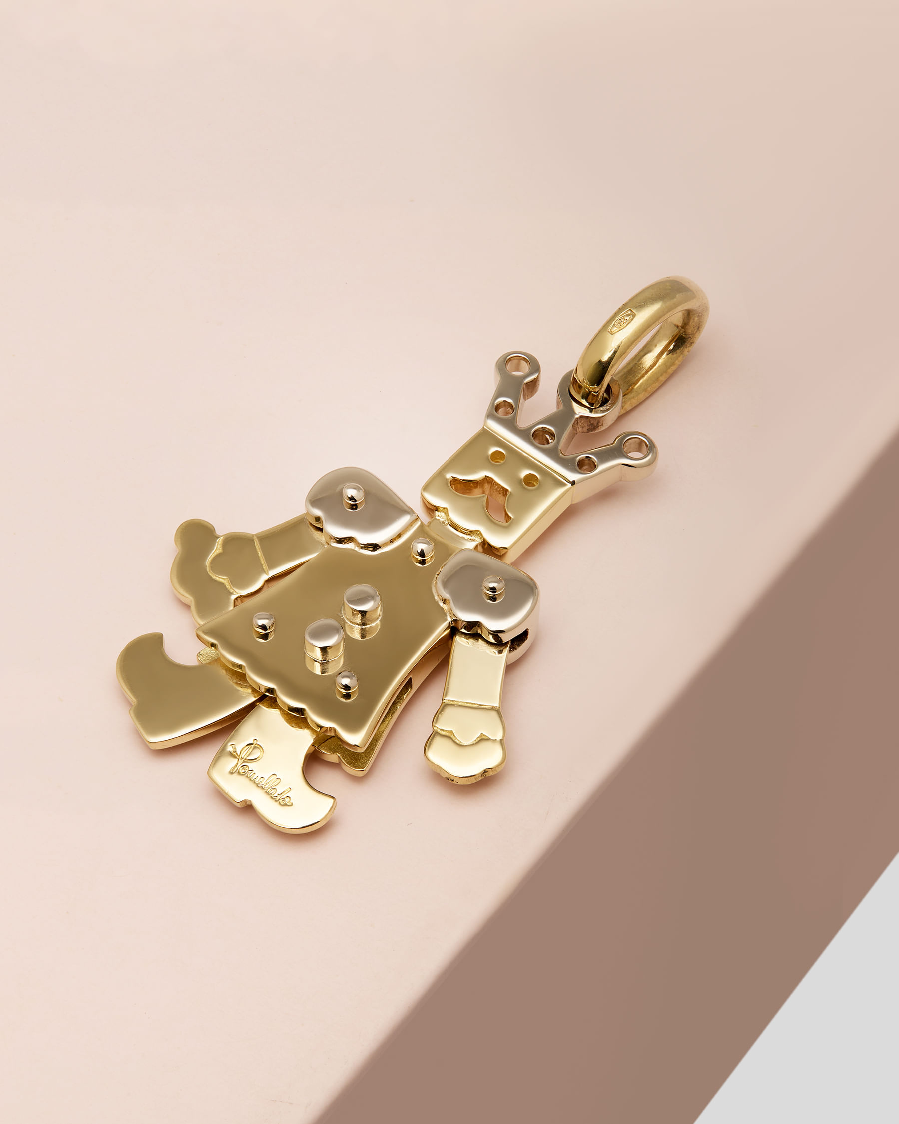 Ciondolo pomellato re grande in oro giallo e bianco-1