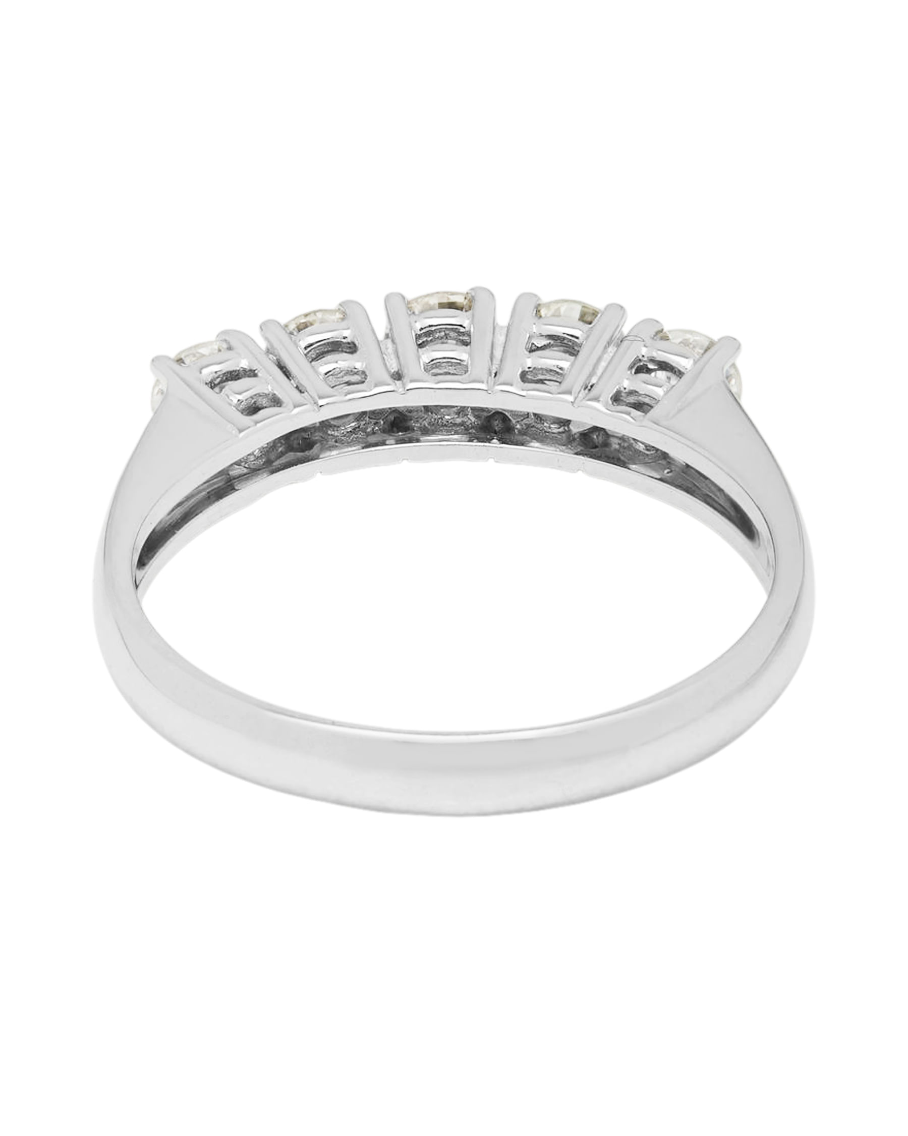 Anello veretta in oro bianco con 5 diamanti 0,60 ct tot-3