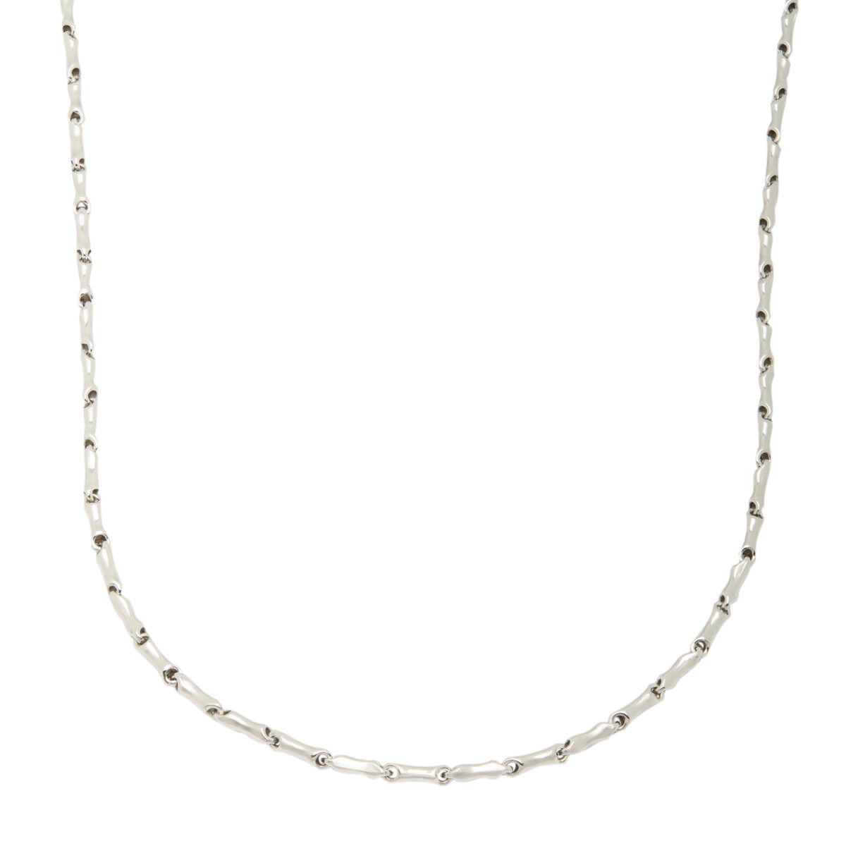 Collana in oro bianco maglia chicchi di riso-1
