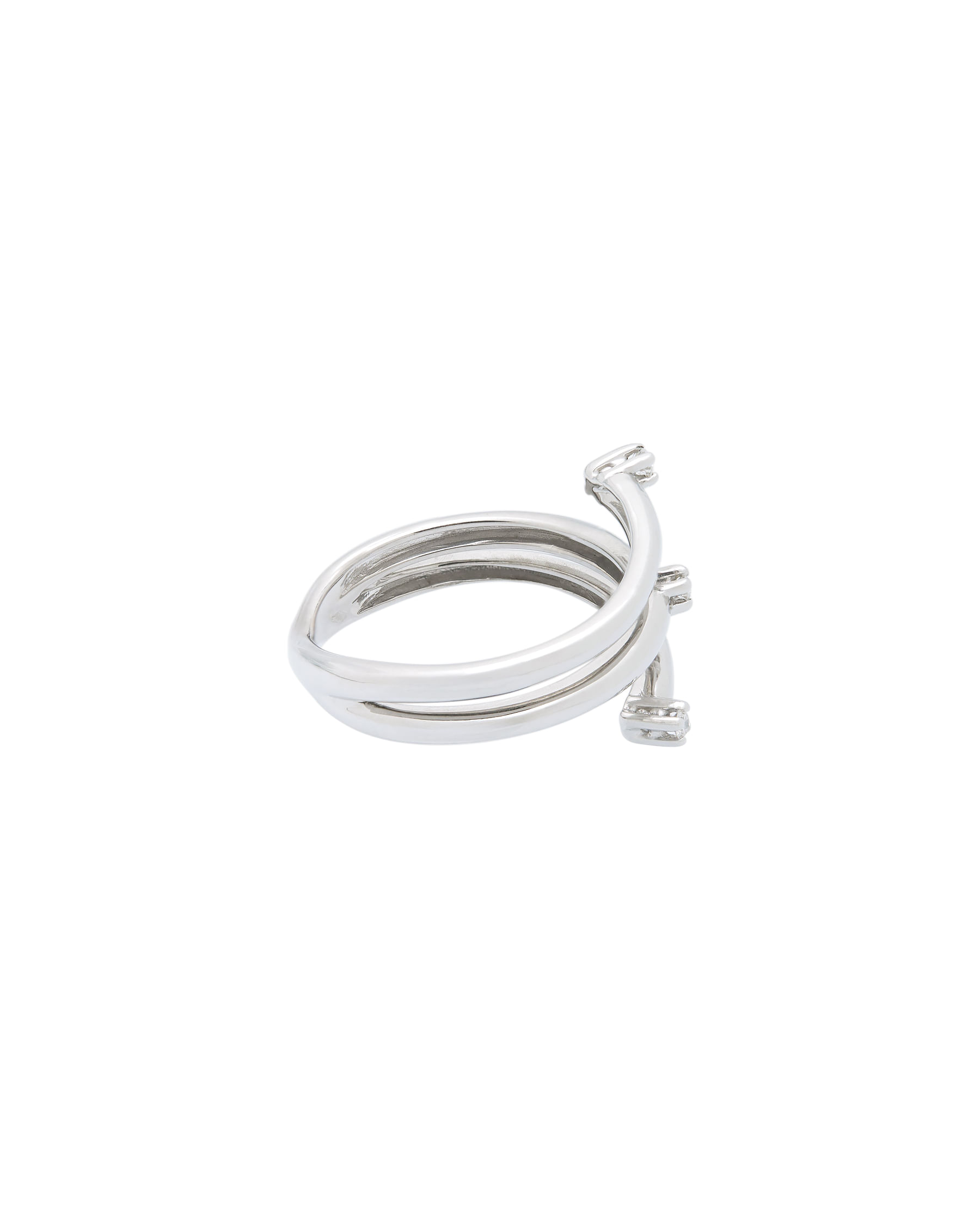 Anello trilogy contrariè miluna in oro bianco con diamanti 0,045 ct-2