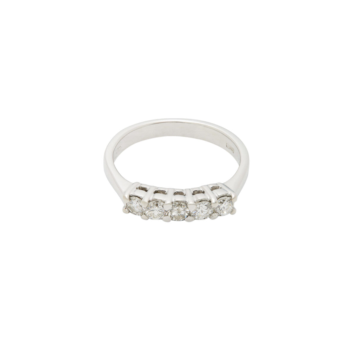 Anello veretta in oro bianco con 5 diamanti 0,40 ct-1