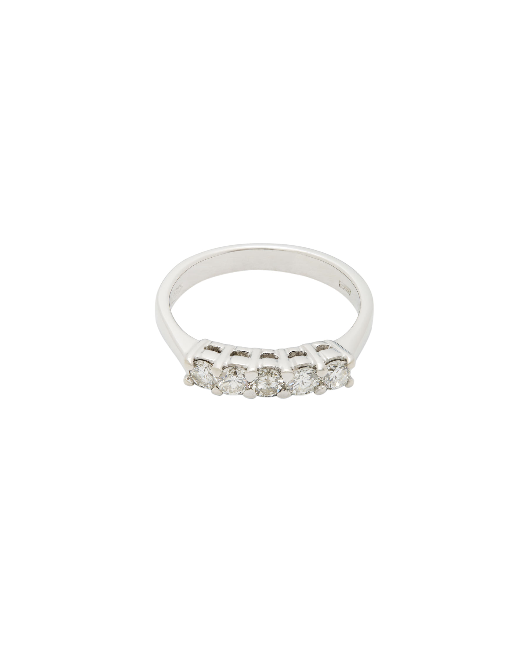 Anello veretta in oro bianco con 5 diamanti 0,40 ct-1