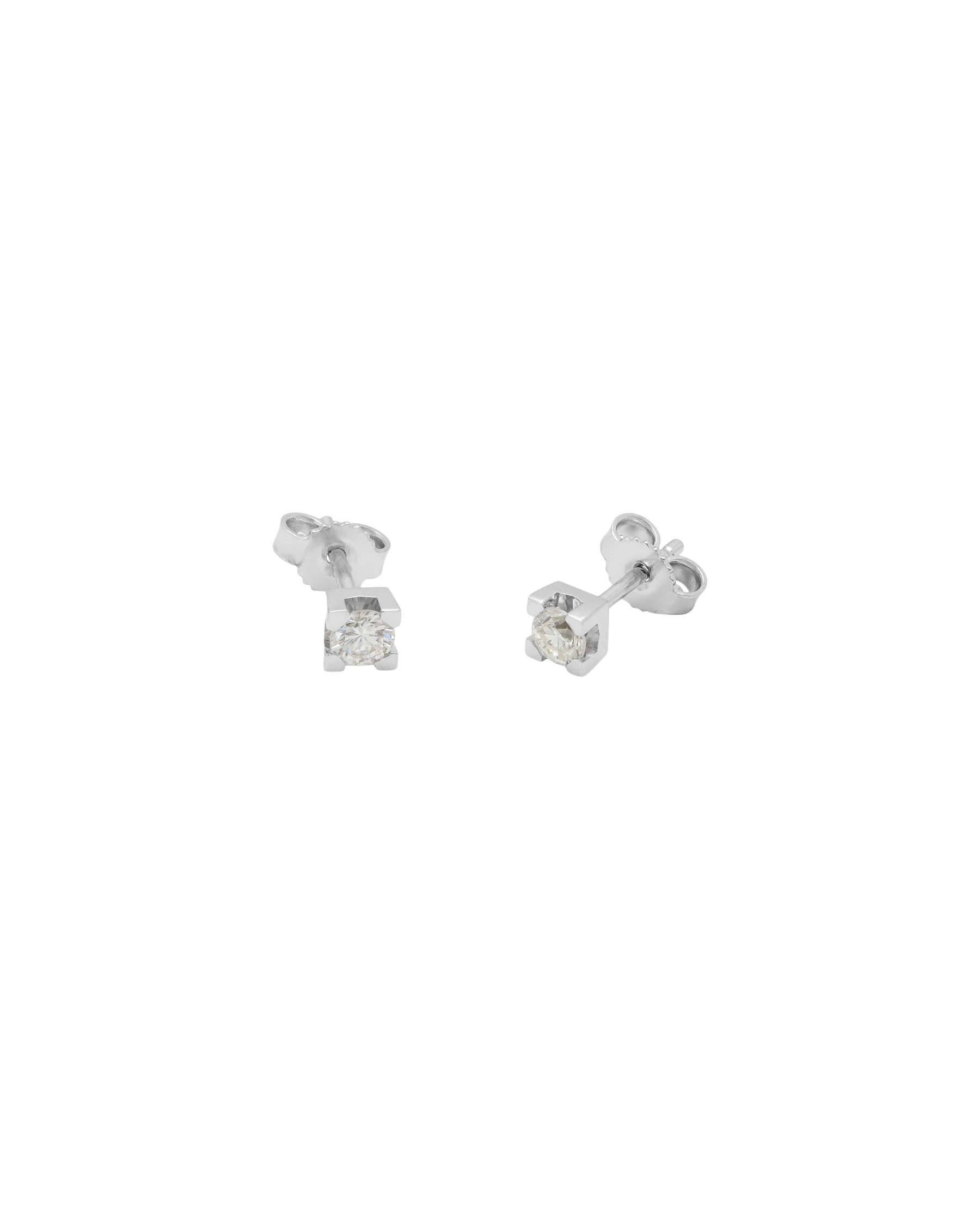 Orecchini punto luce torniti in oro bianco e diamanti 0,40 ct-1
