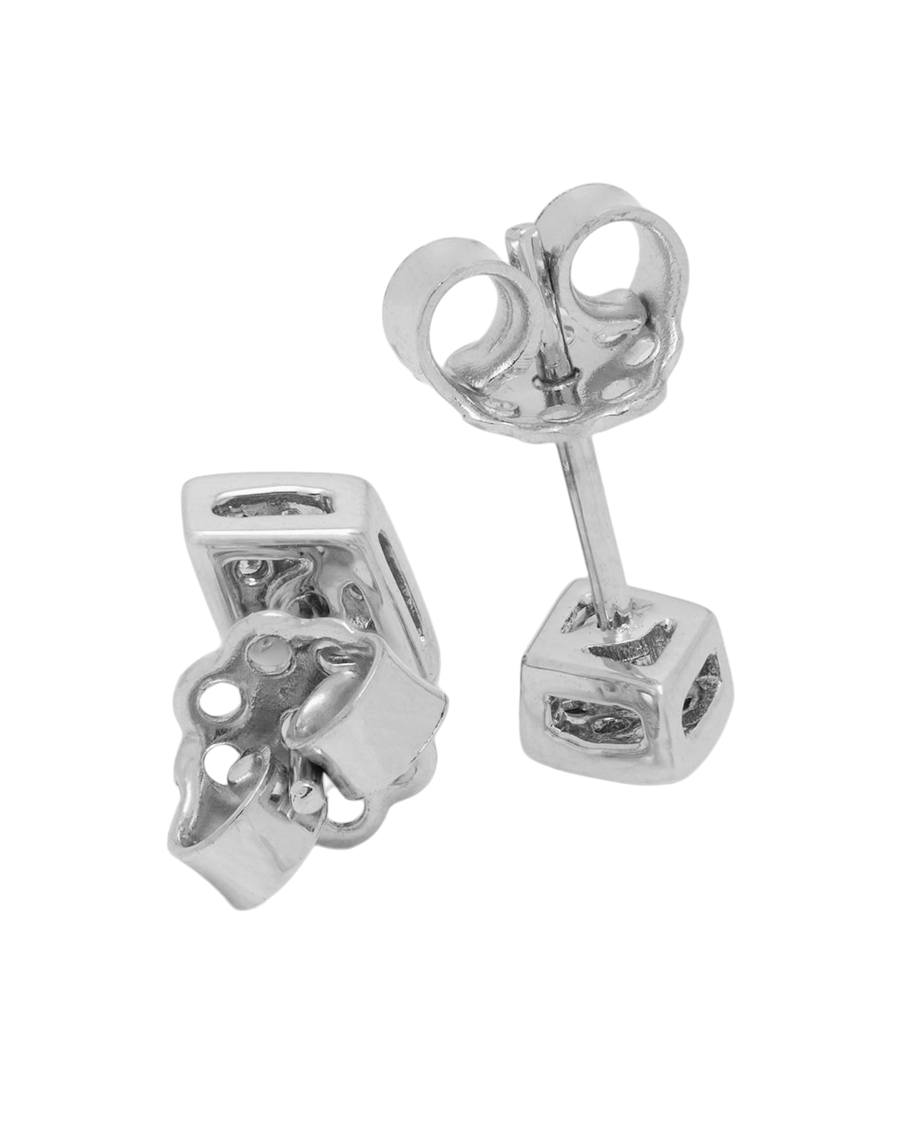 Orecchini lobo forma di rombo con diamanti-2