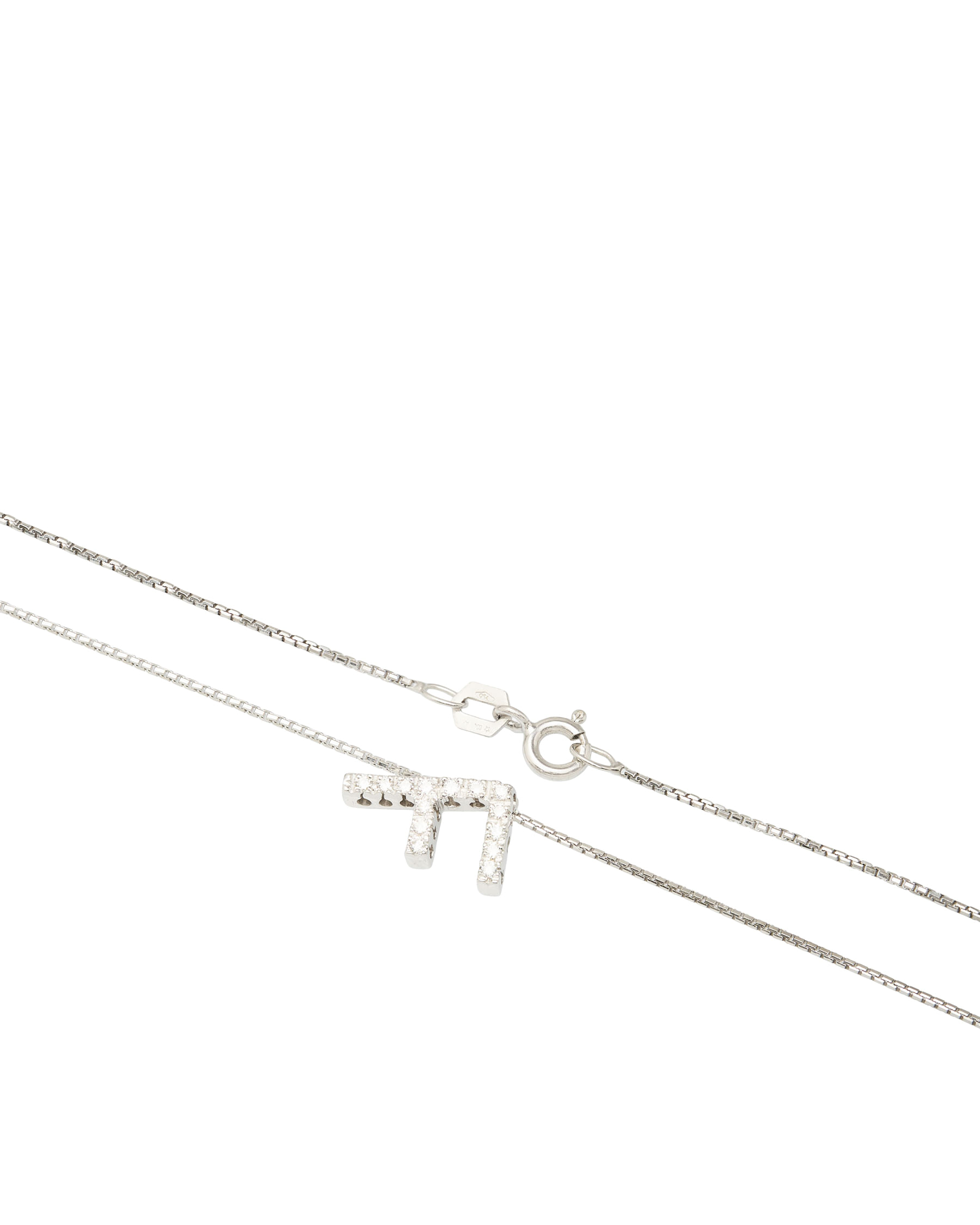 Collana con ciondolo lettera f in oro bianco e diamanti-2
