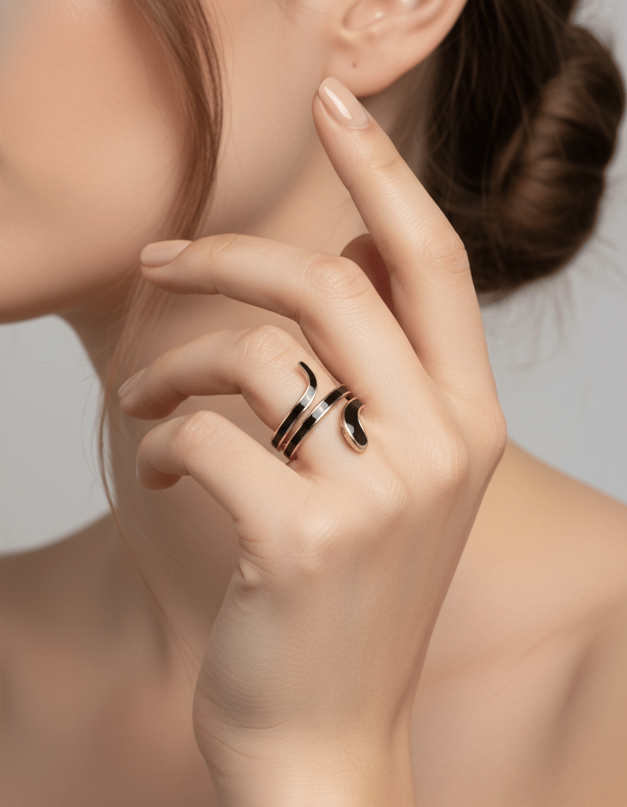 Anello damiani eden in oro rosa con ceramica nera e diamanti-4