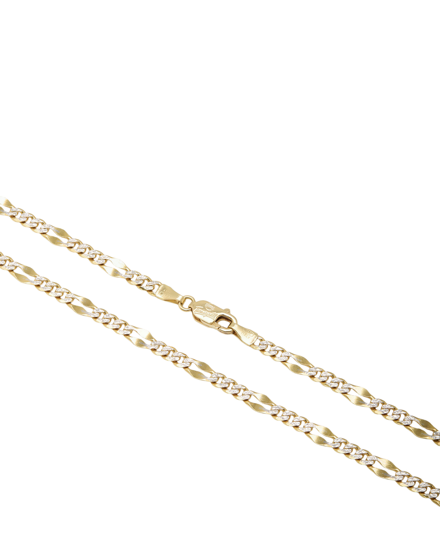 Collana tre più uno oro giallo e bianco lavorato-2