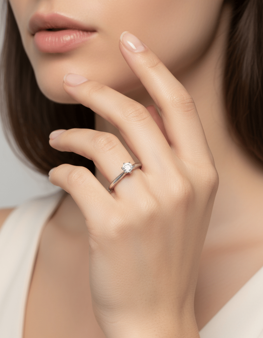 Anello solitario tiffany setting in platino e diamante 0,19 ct-4