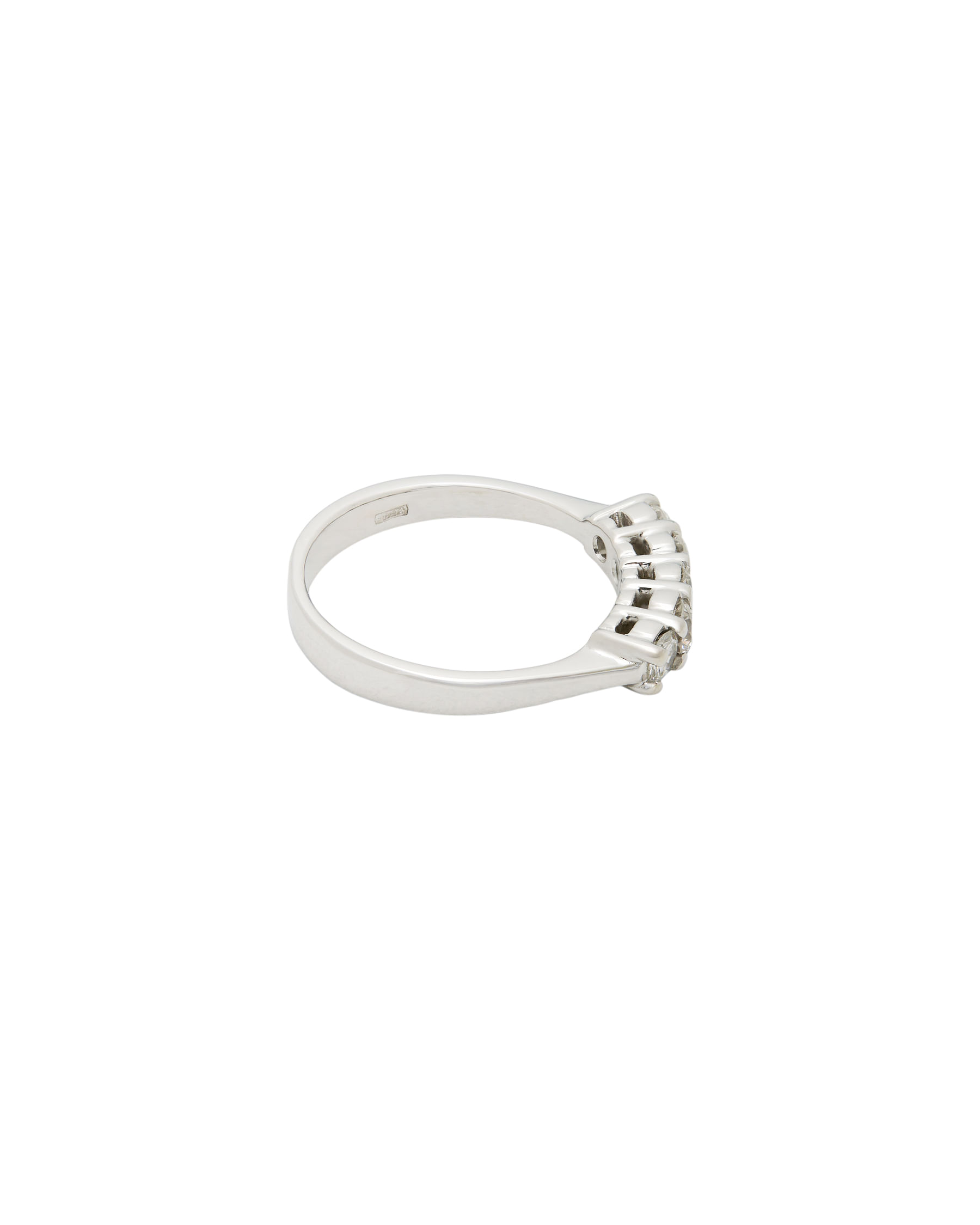 Anello veretta in oro bianco con 5 diamanti 0,40 ct-2