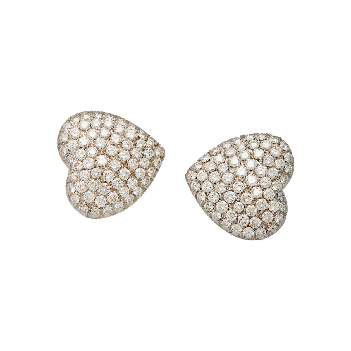 Orecchini cuore in oro bianco e giallo con pavè di diamanti-1