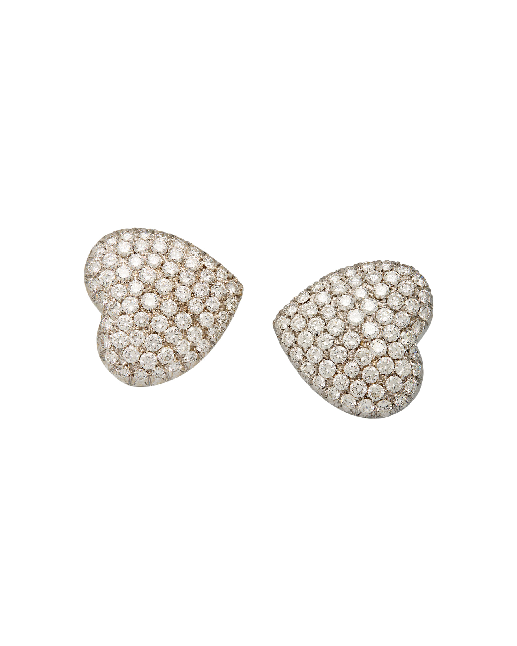 Orecchini cuore in oro bianco e giallo con pavè di diamanti-1