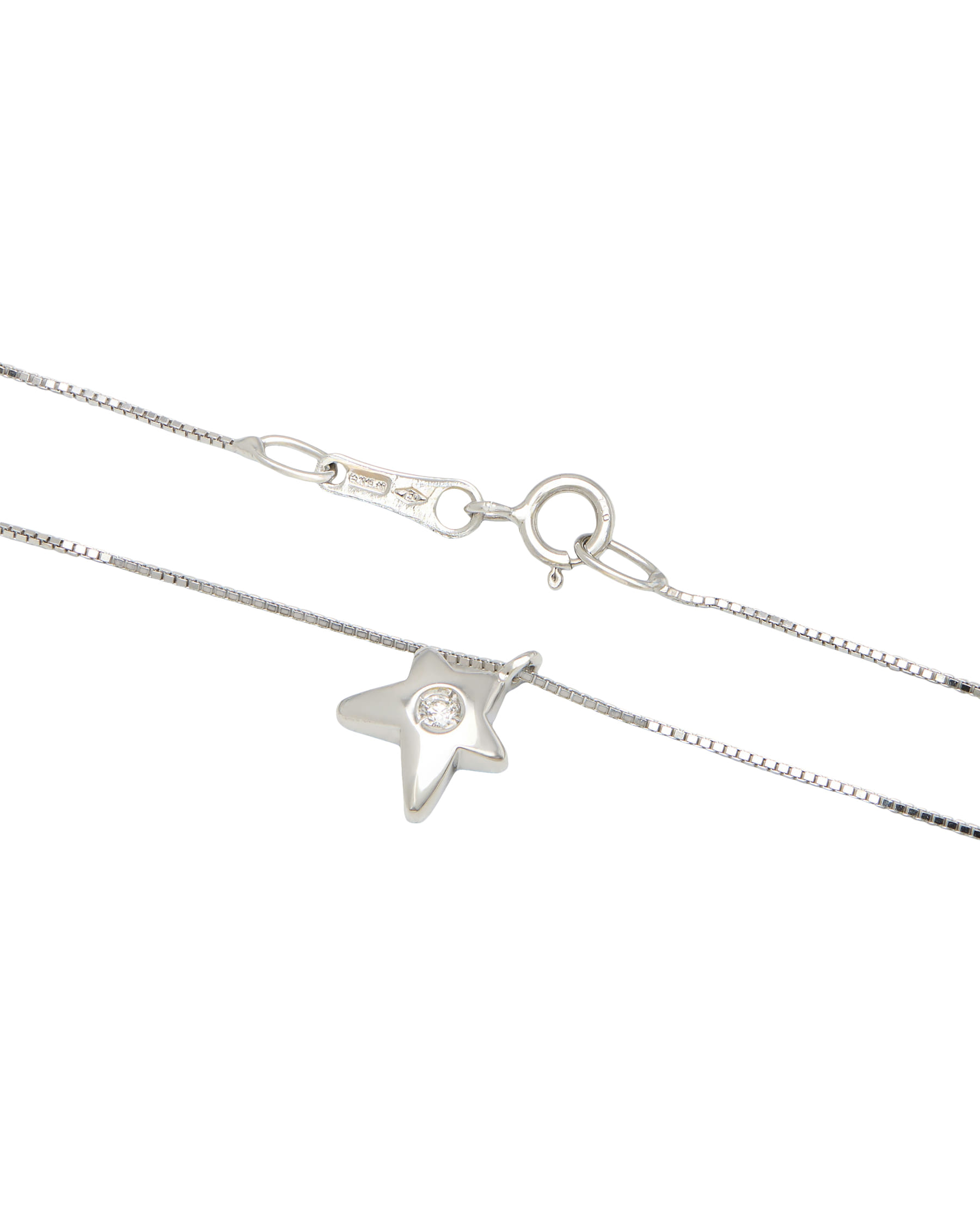 Collana punto luce stella in oro bianco e diamante 0,03 ct-2