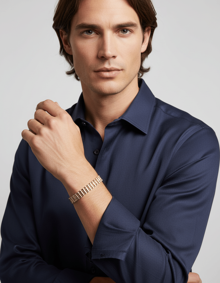 Bracciale maglia a cerniera in oro giallo e bianco-3