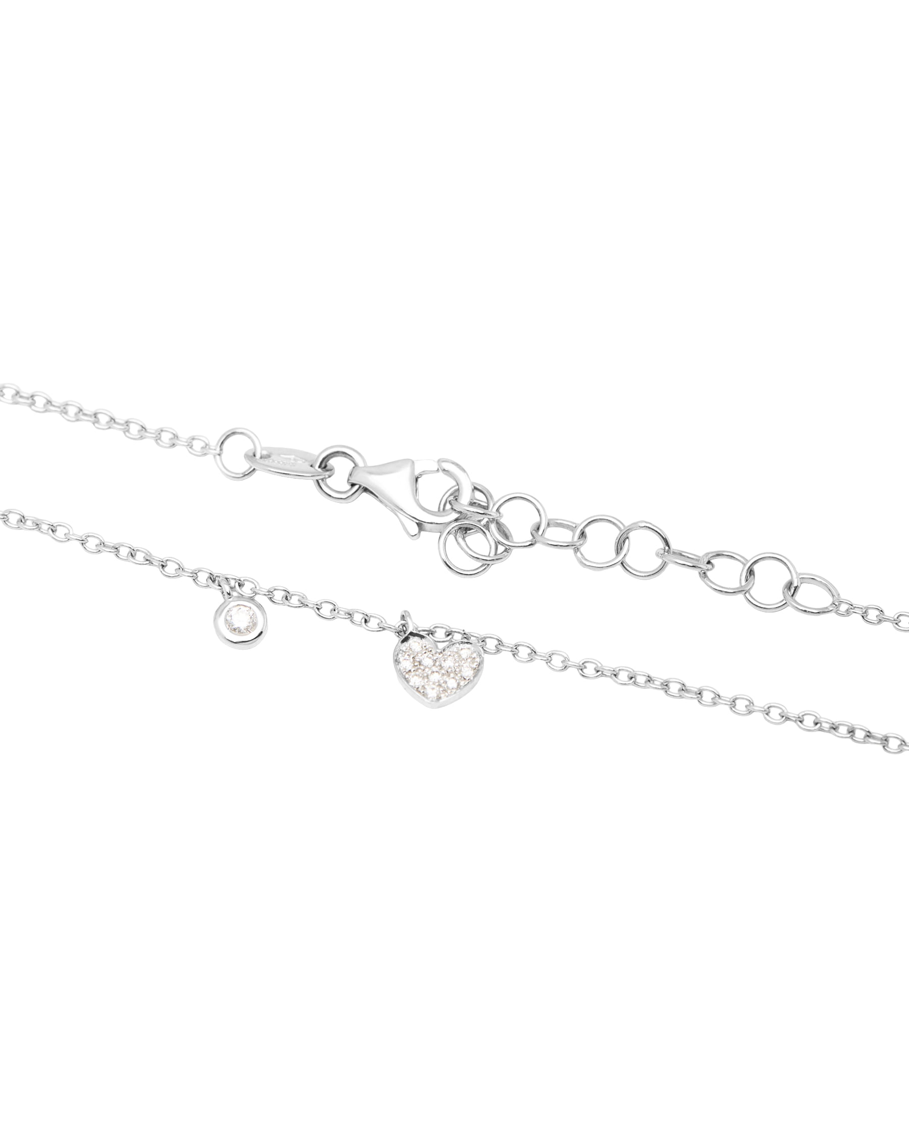 Catenina rolò in oro bianco con ciondolo cuore e punto luce in diamanti-2