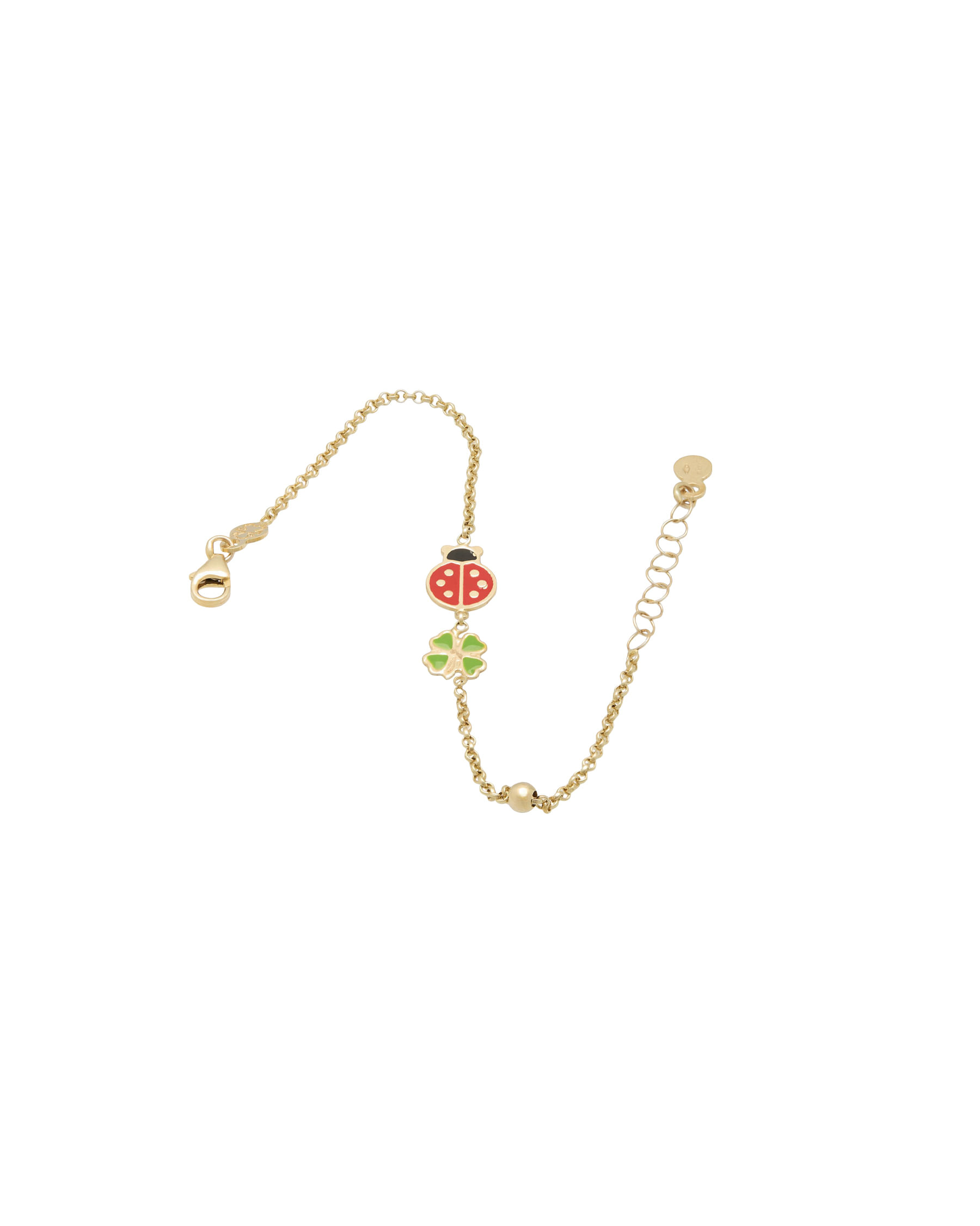 Bracciale bimbo con ciondoli porta fortuna in oro giallo 9 kt-2