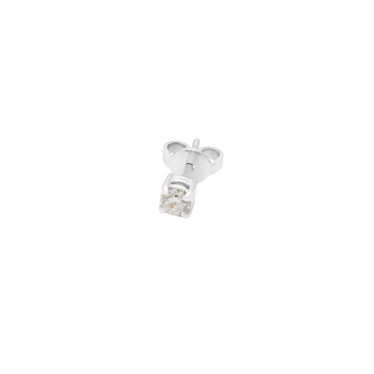Orecchino singolo punto luce a filo in oro bianco con diamante 0,17 ct-1