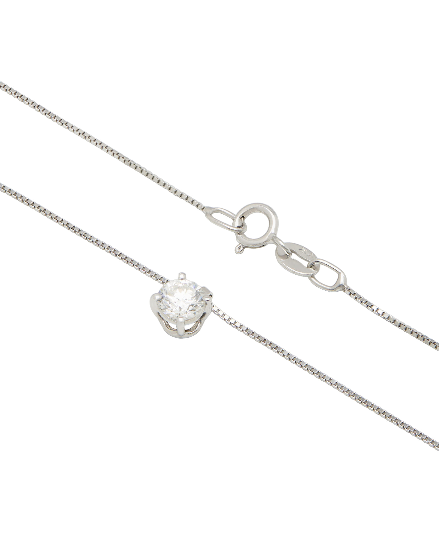 Catenina punto luce a filo in oro bianco con diamante 0,32 ct-2