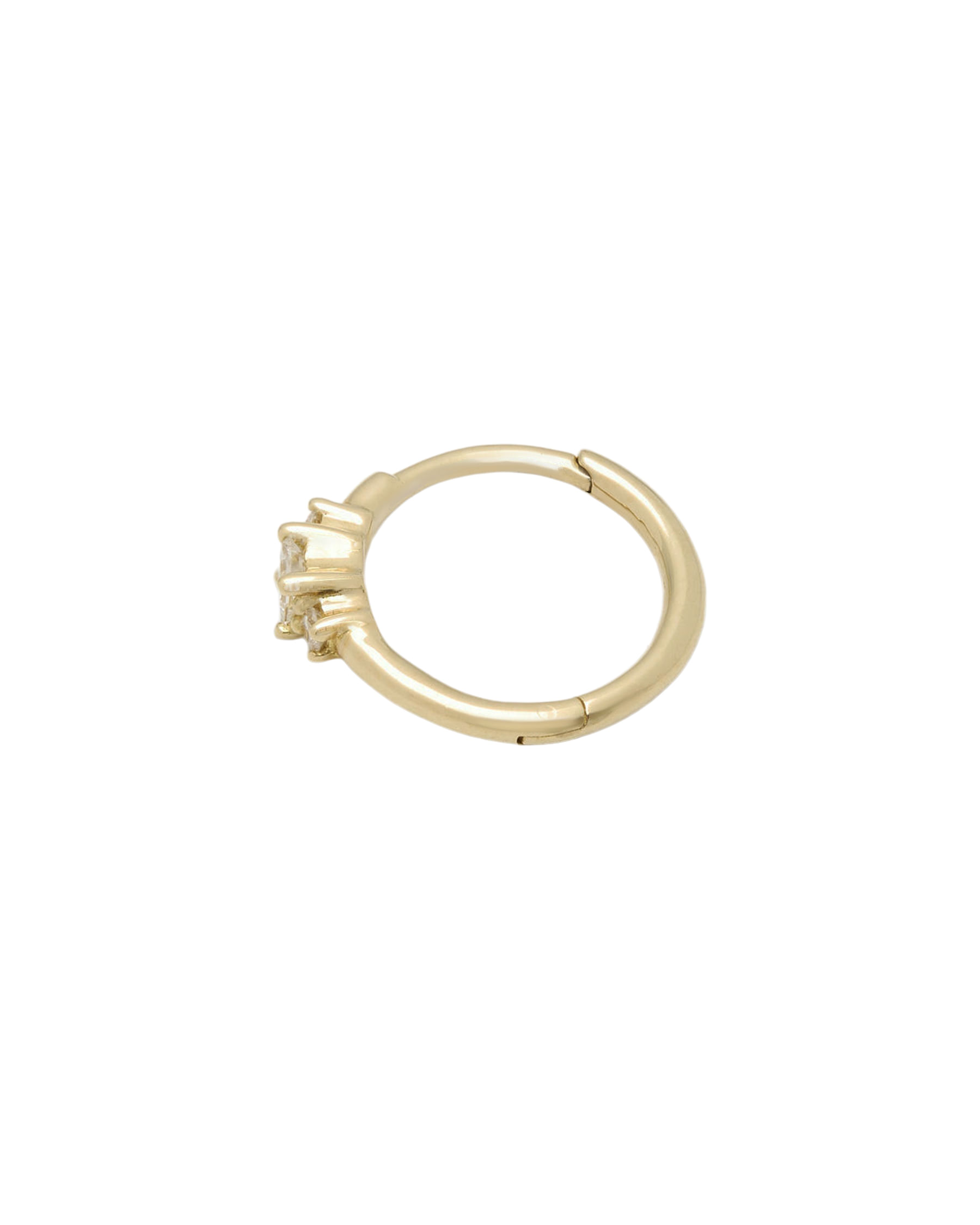 Orecchino cerchietto singolo in oro giallo con diamanti round e princess-2