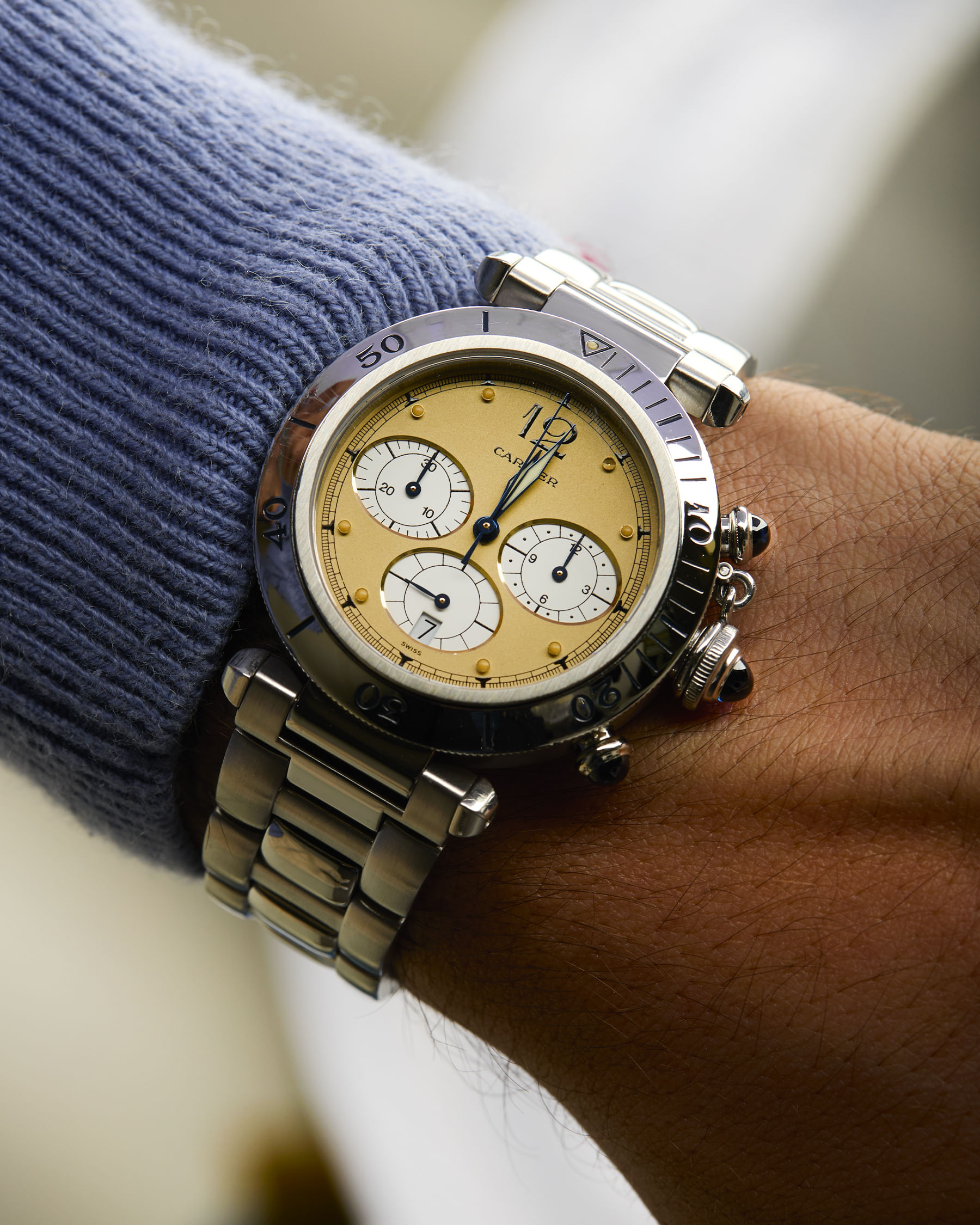 Cartier pasha chronograph 38 mm quartz ref. 4030-7