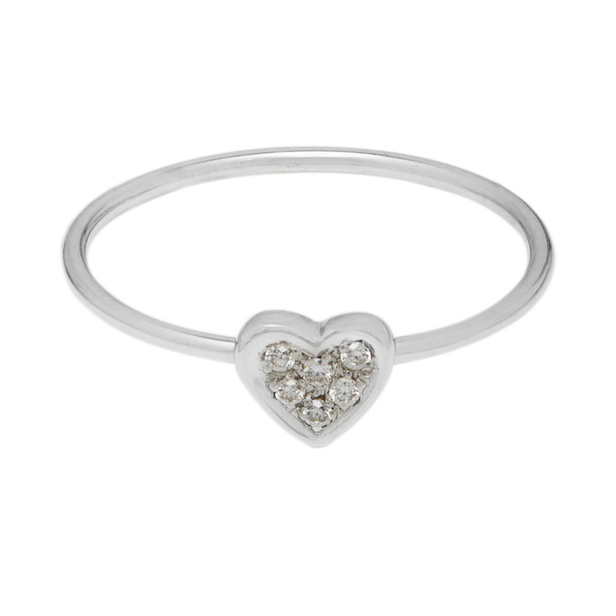 Anello in oro bianco 18 kt con castone cuore e diamanti-1