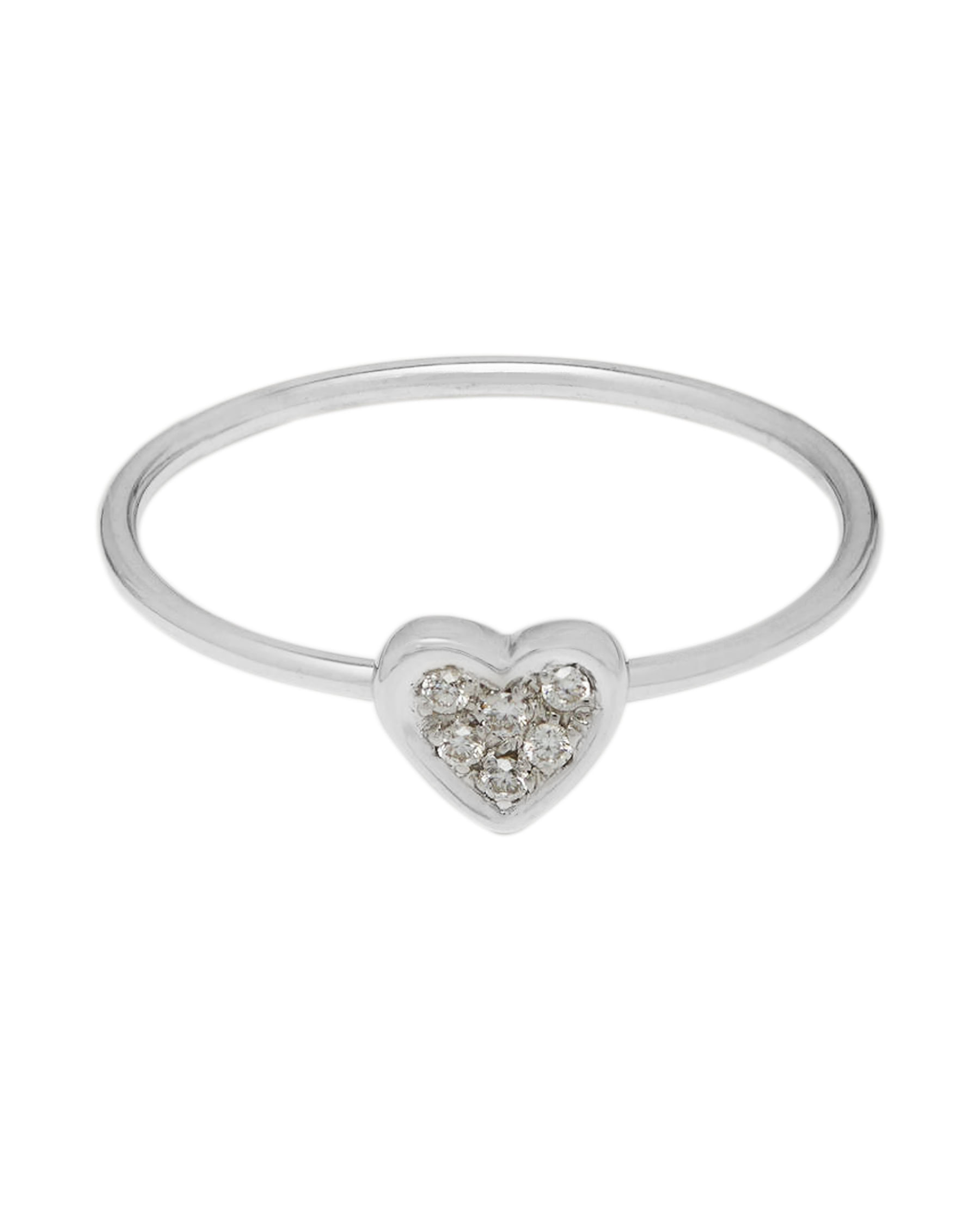Anello in oro bianco 18 kt con castone cuore e diamanti-1