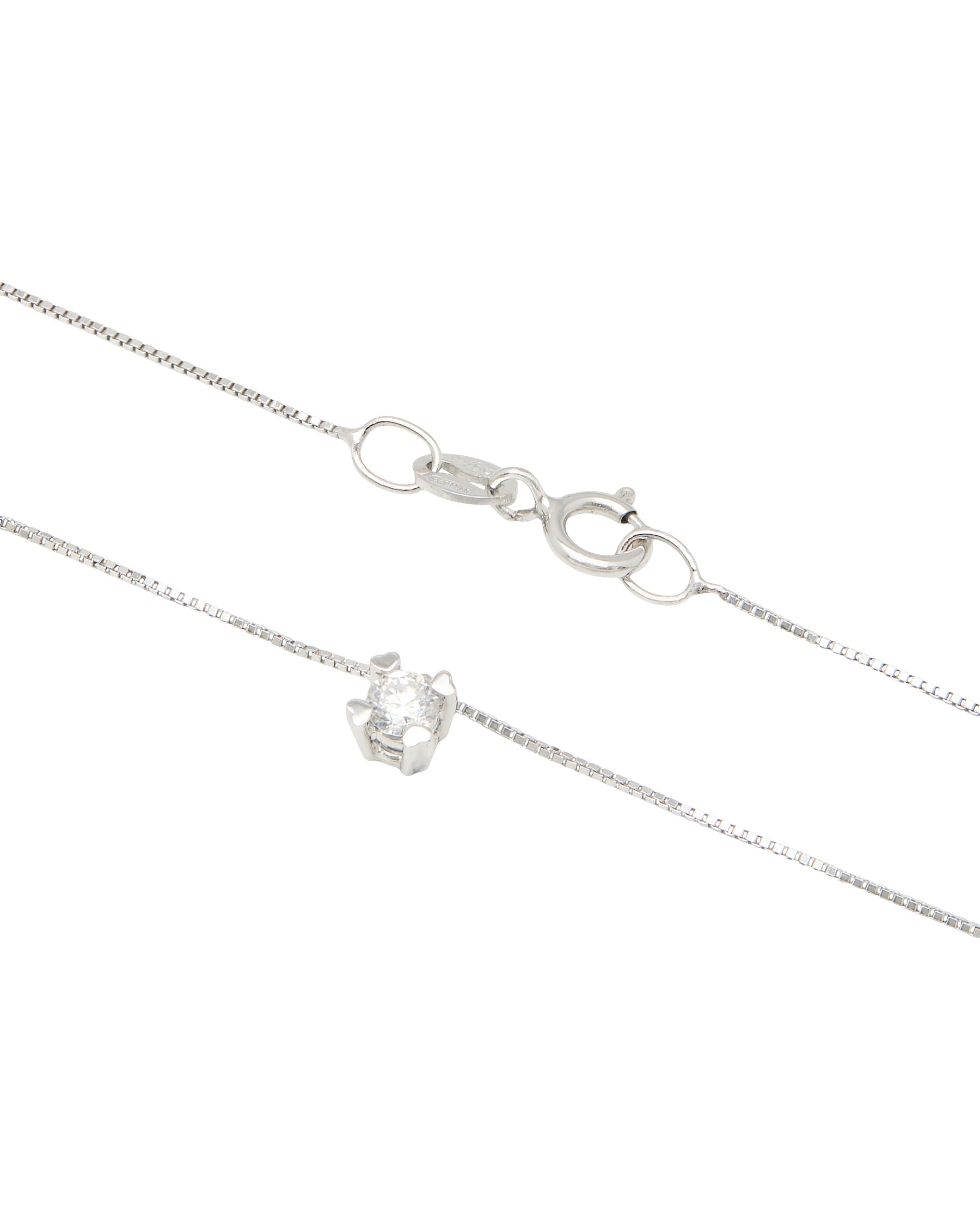 Catenina punto luce con griffe a cuore in oro bianco e diamante 0,07 ct-2