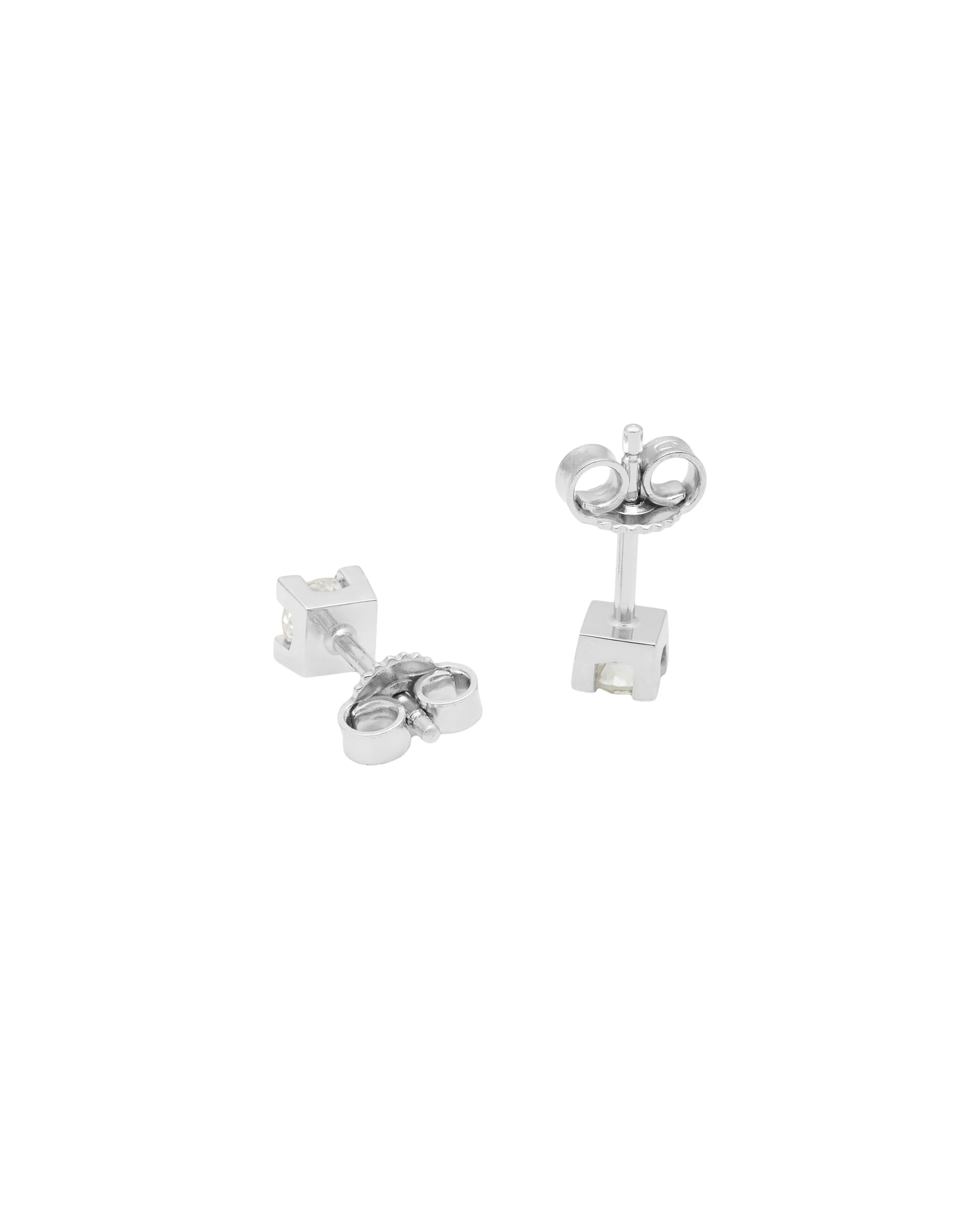 Orecchini punto luce torniti in oro bianco e diamanti 0,40 ct-2