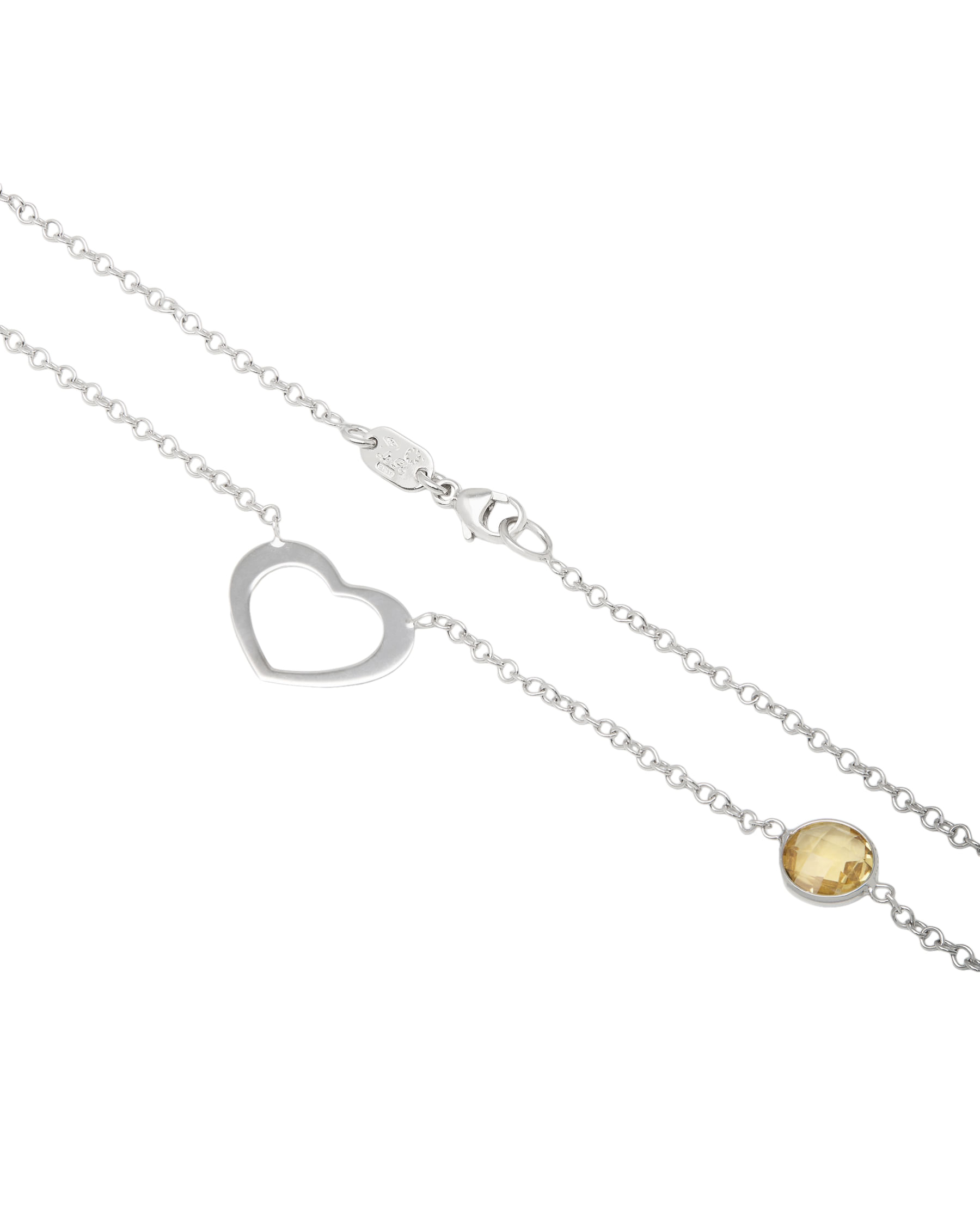 Collana le.gi in oro bianco con elementi a cuore ametiste e topazi colorati-2