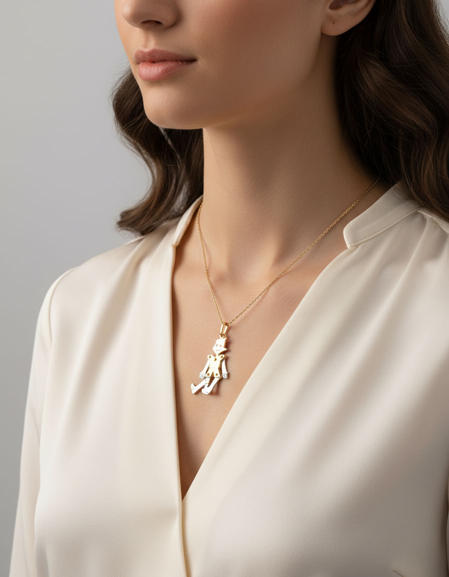 Ciondolo pinocchio tre ori con diamanti-3