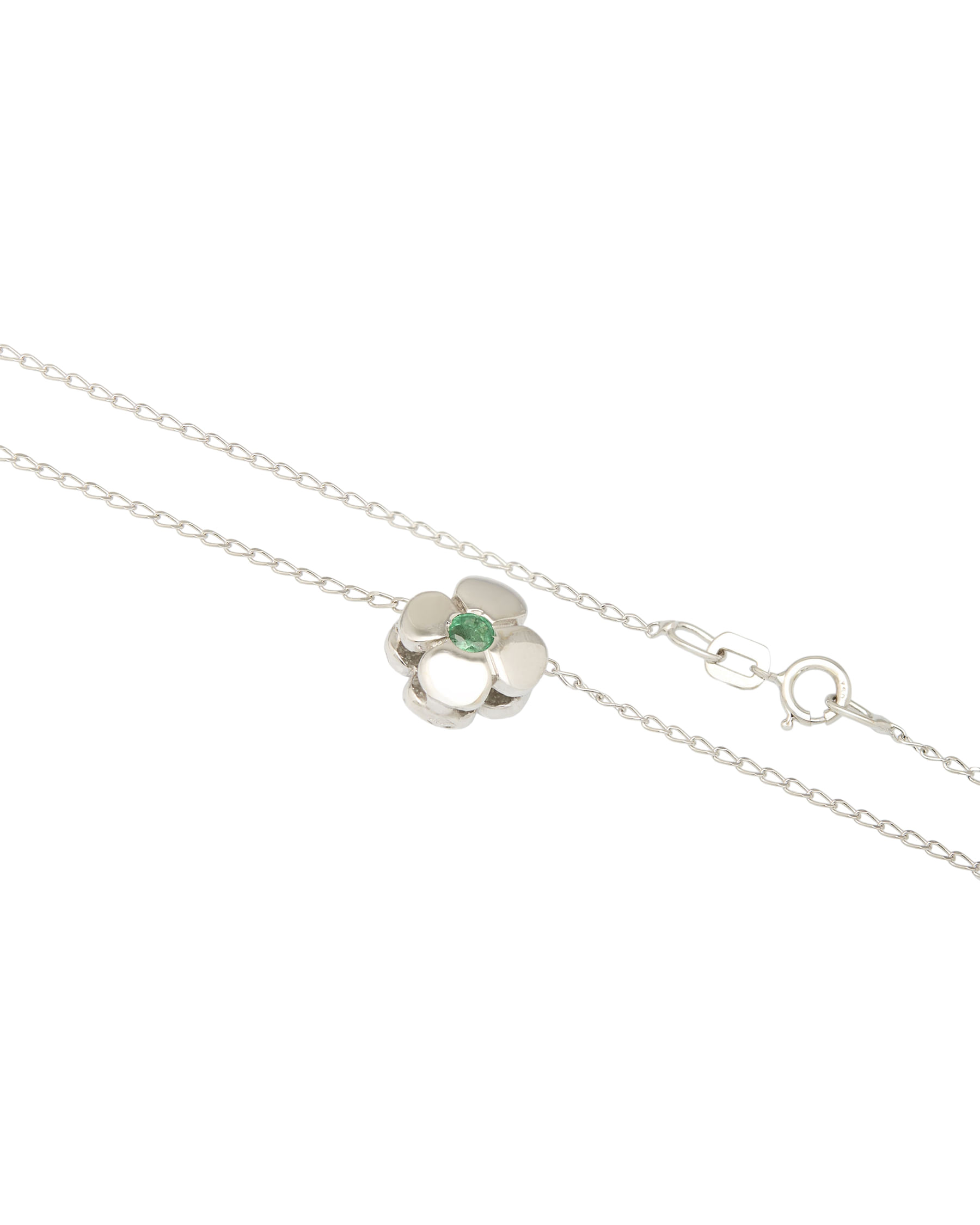 Catenina con ciondolo fiore double face con diamante e smeraldo-2